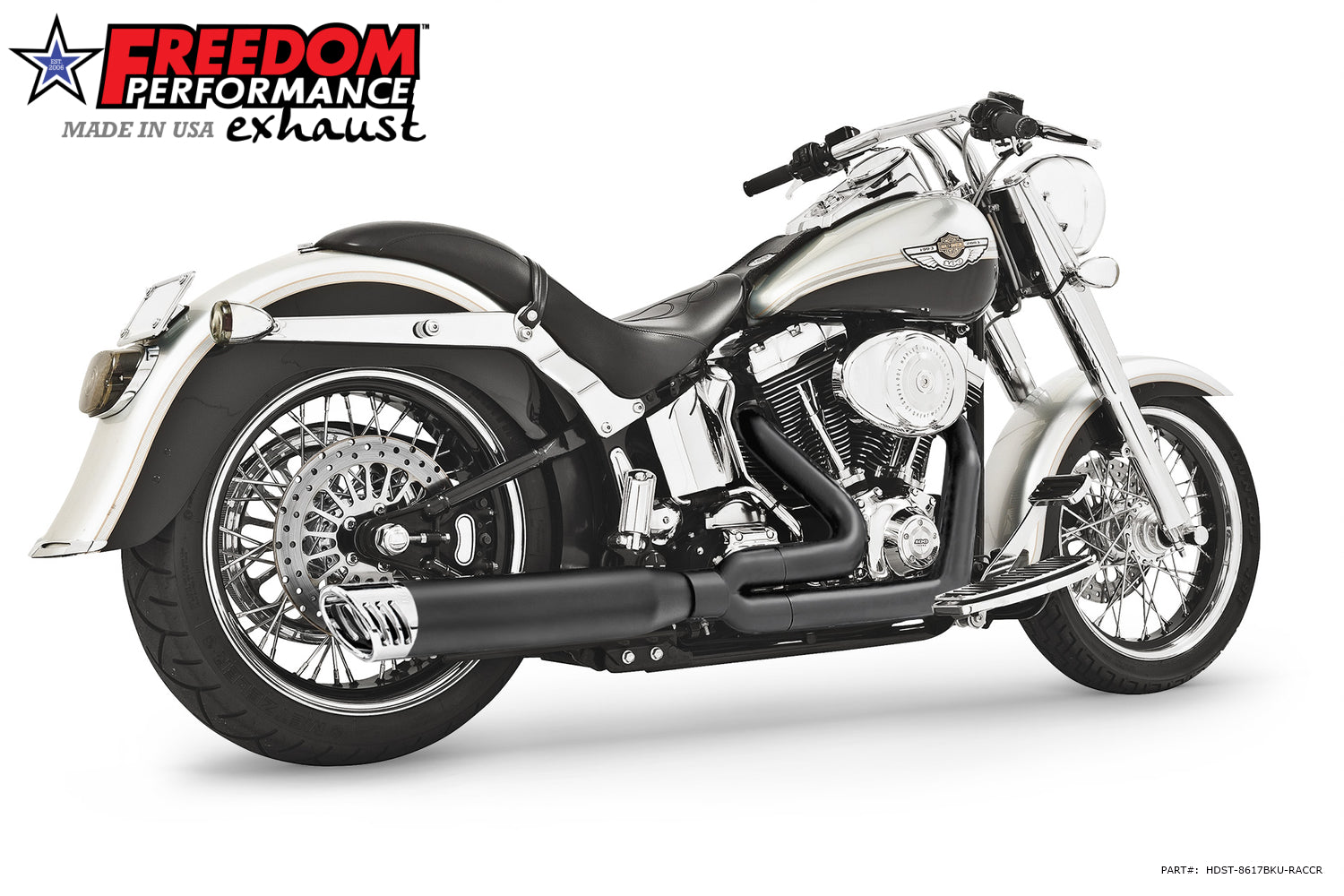 HARLEY SOFTAIL 4" UNION 2-INTO-1 RIGHT-SIDE ONLY 1986-2017