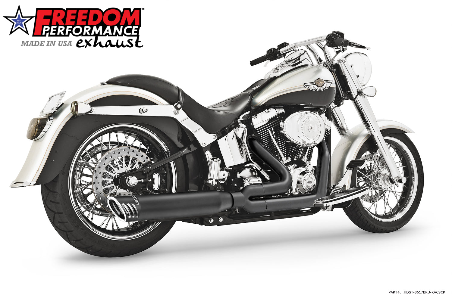HARLEY SOFTAIL 4" UNION 2-INTO-1 RIGHT-SIDE ONLY 1986-2017
