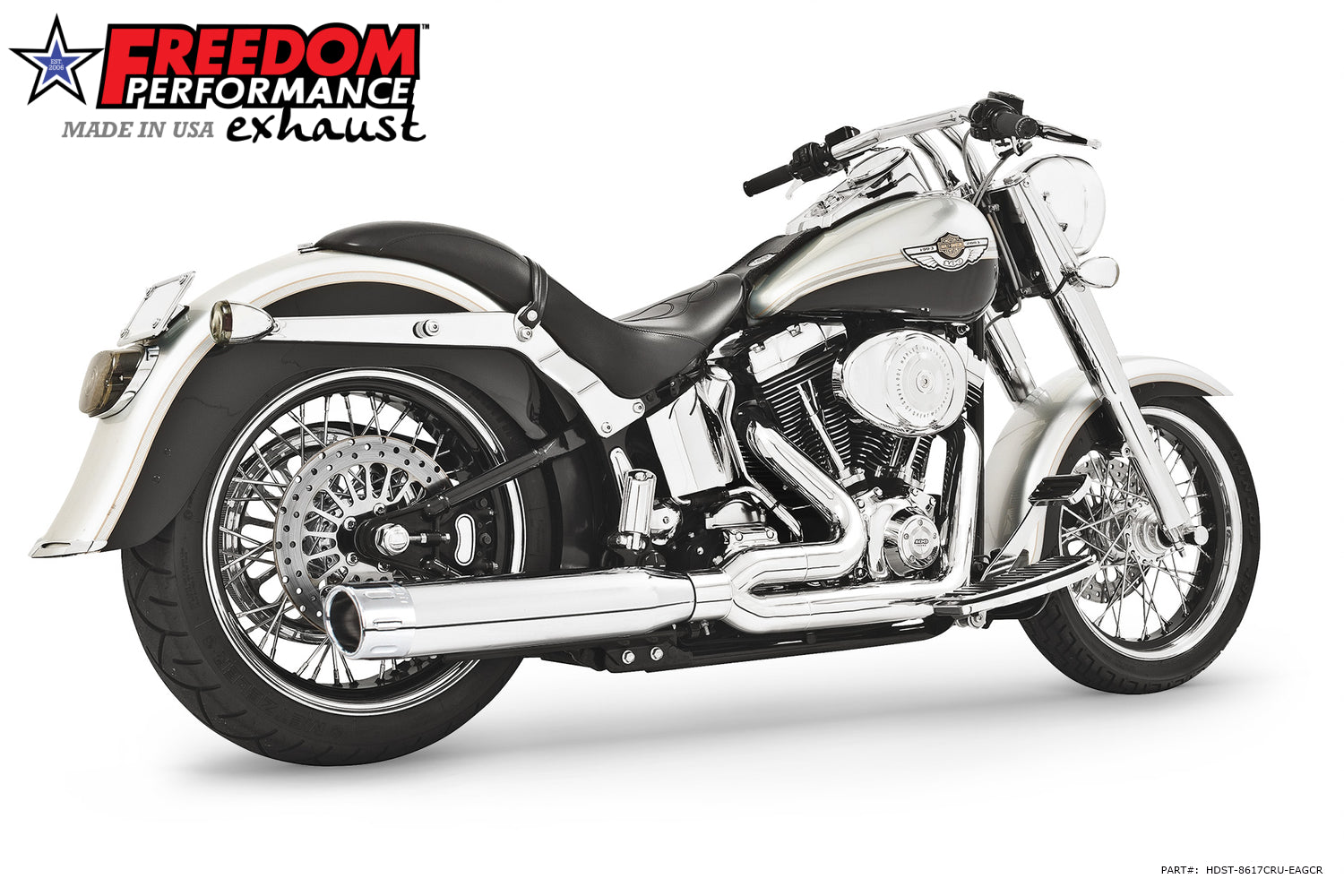HARLEY SOFTAIL 4" UNION 2-INTO-1 RIGHT-SIDE ONLY 1986-2017