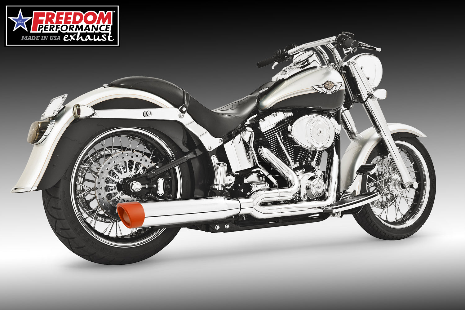 HARLEY SOFTAIL 4" UNION 2-INTO-1 RIGHT-SIDE ONLY 1986-2017 BUNDLE