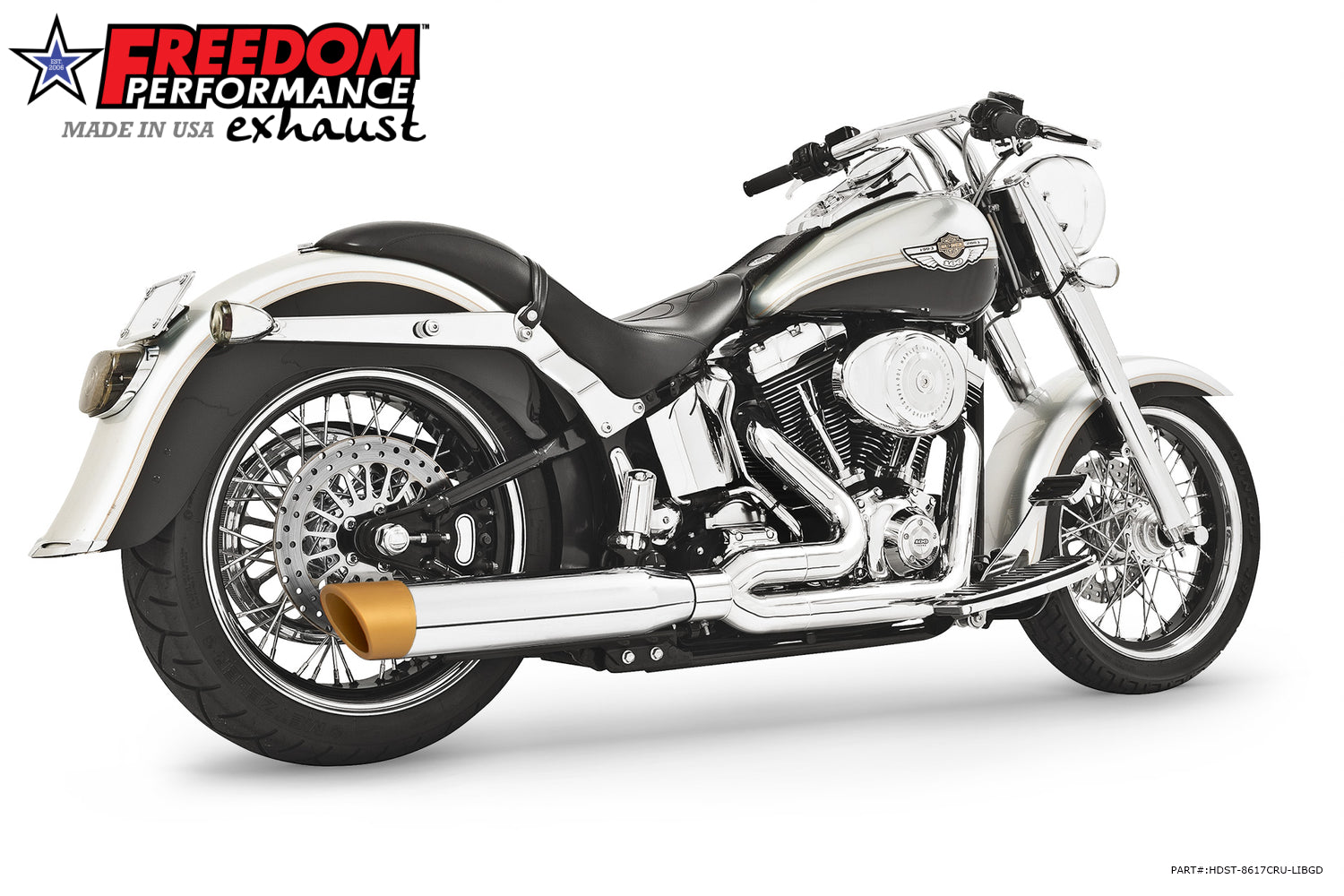 HARLEY SOFTAIL 4" UNION 2-INTO-1 RIGHT-SIDE ONLY 1986-2017