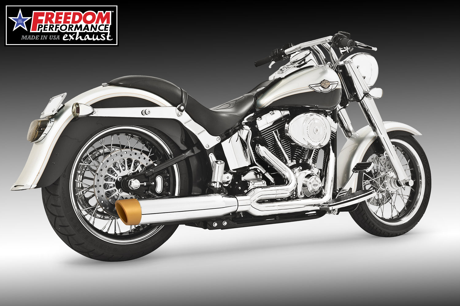 HARLEY SOFTAIL 4" UNION 2-INTO-1 RIGHT-SIDE ONLY 1986-2017 BUNDLE