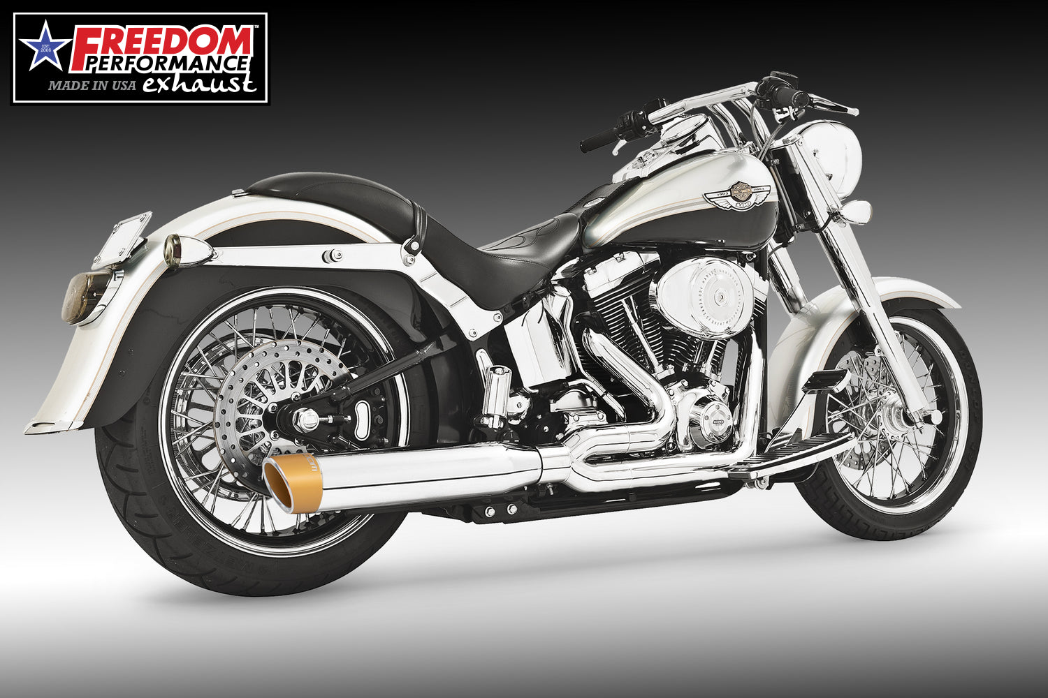 HARLEY SOFTAIL 4" UNION 2-INTO-1 RIGHT-SIDE ONLY 1986-2017 BUNDLE