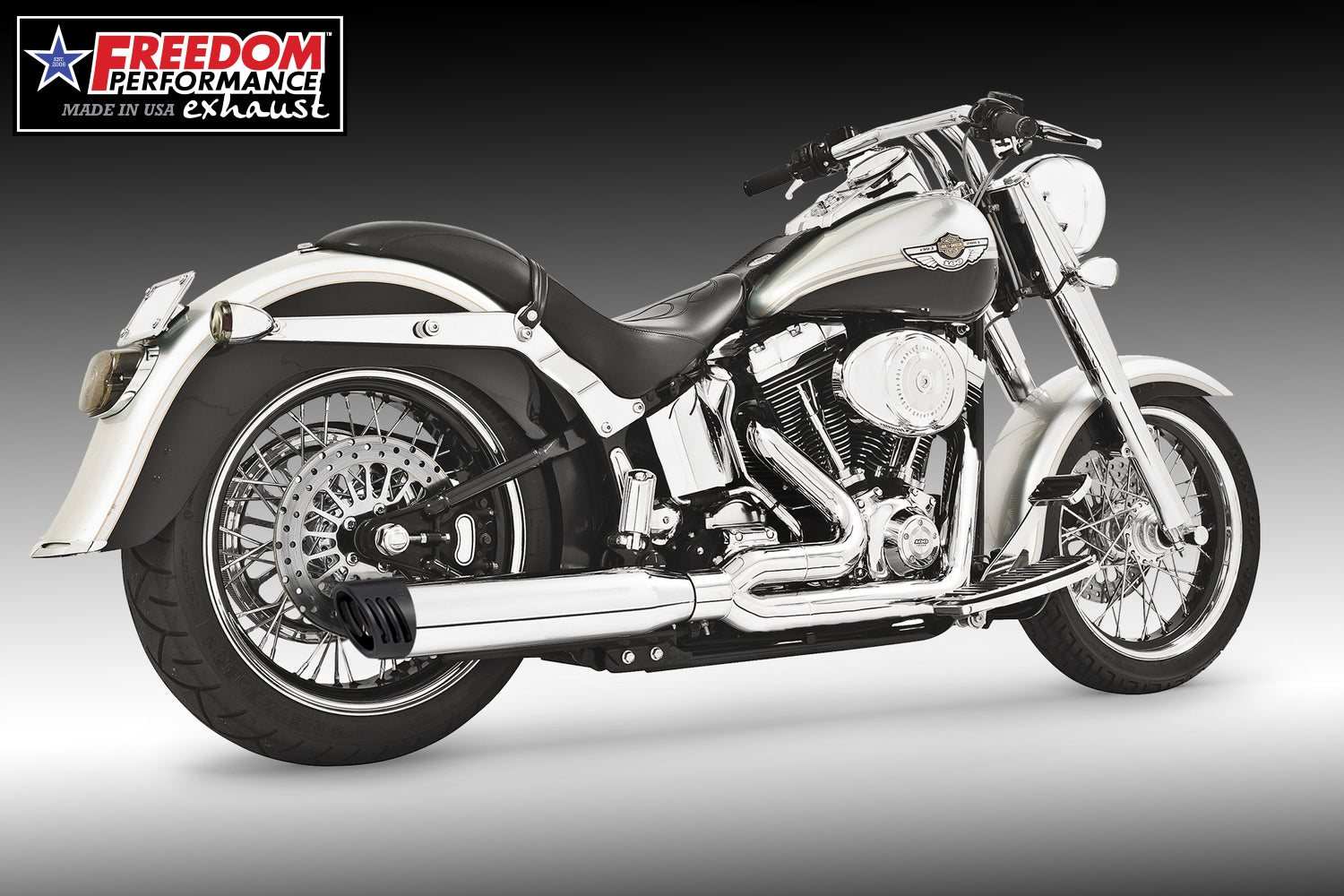 HARLEY SOFTAIL 4" UNION 2-INTO-1 RIGHT-SIDE ONLY 1986-2017 BUNDLE