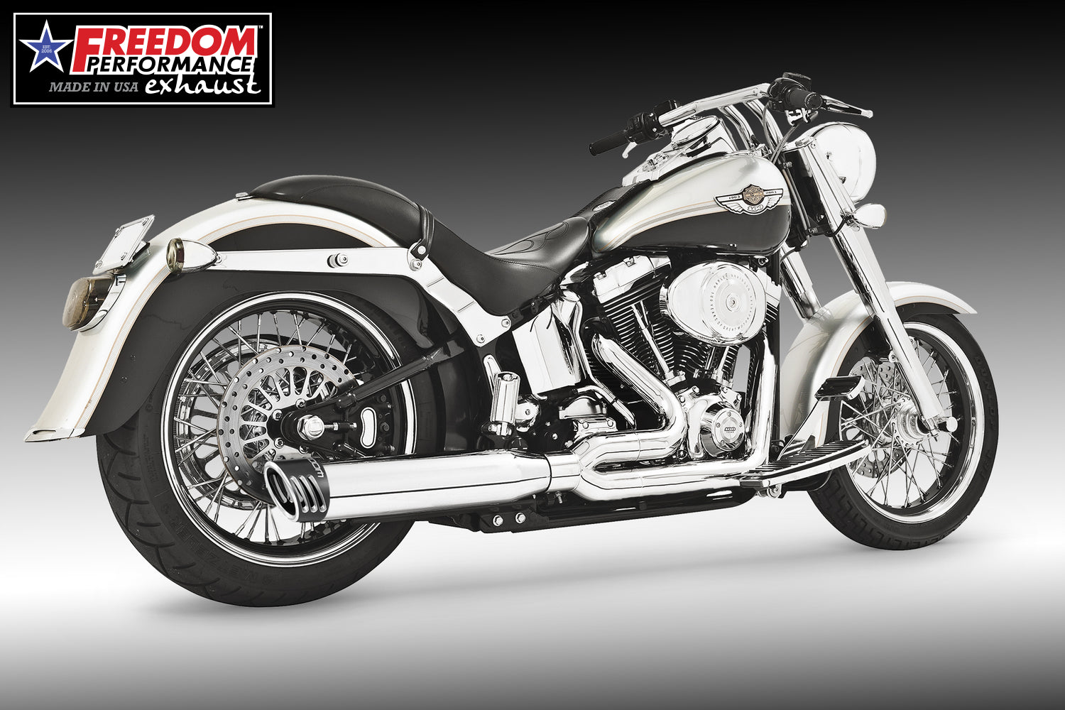 HARLEY SOFTAIL 4" UNION 2-INTO-1 RIGHT-SIDE ONLY 1986-2017 BUNDLE