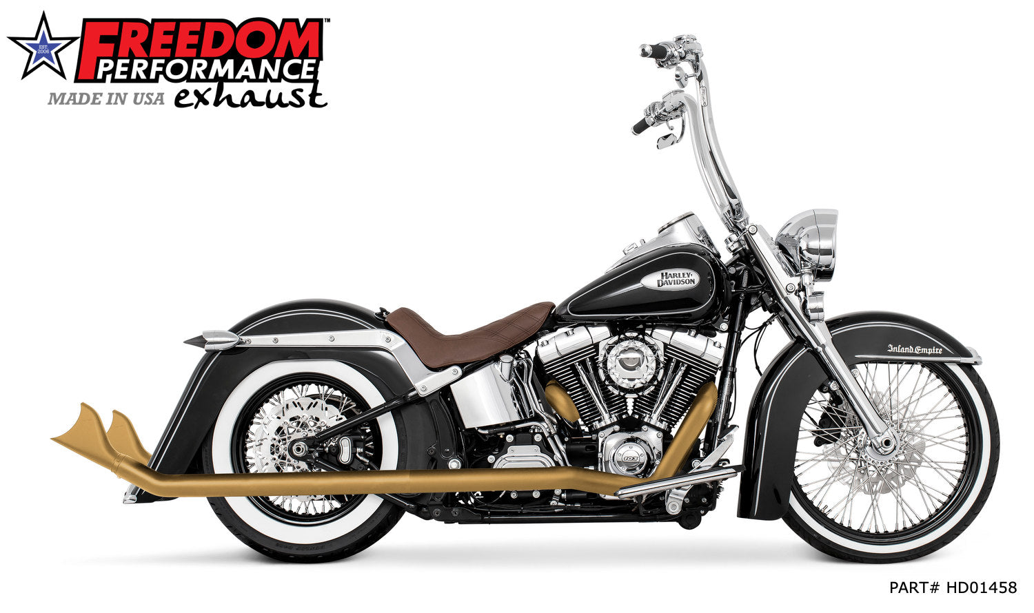 HARLEY SOFTAIL 2.5" CLASSIC SHARKTAIL/CREEPERS TRUE-DUALS FULL SYSTEM Fits 1986-2006 or 2007-2017