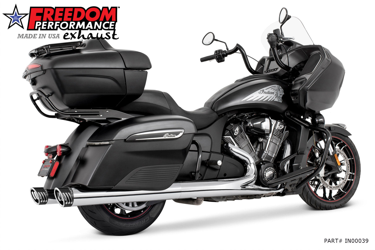 INDIAN 4" SLIP-ONS FOR CHIEFTAIN/ROADMASTER-CHALLENGER/PURSUIT/ELITE WITH HARD BAGS