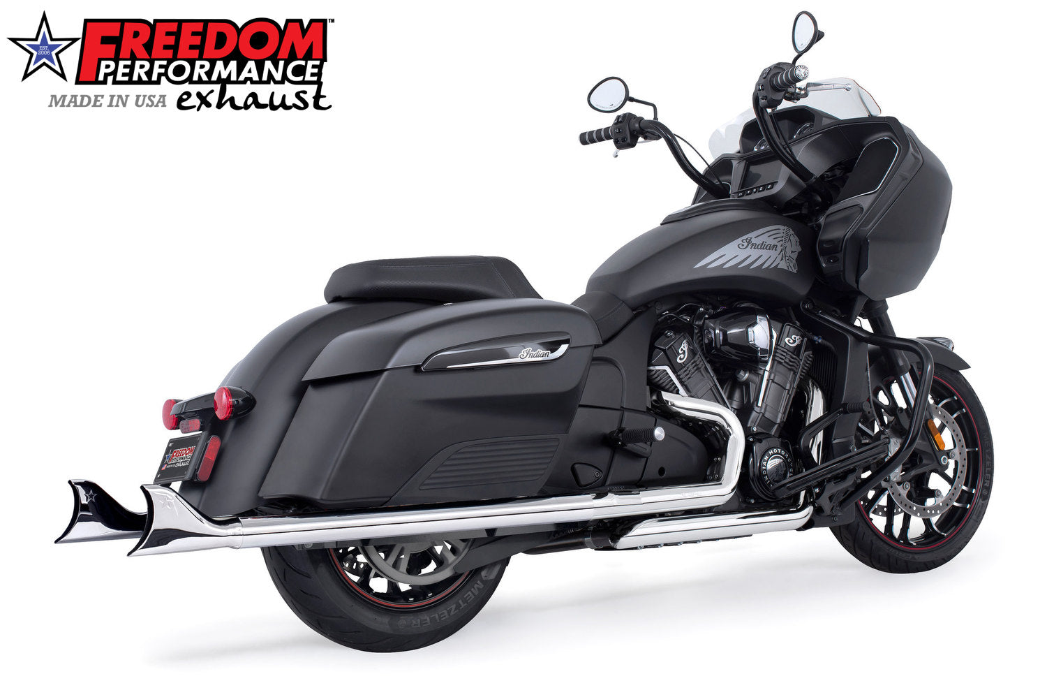 INDIAN CHALLENGER / PURSUIT / ELITE 2.5" SHARKTAIL SLIP-ONS to Fit FREEDOM HEADERS Only