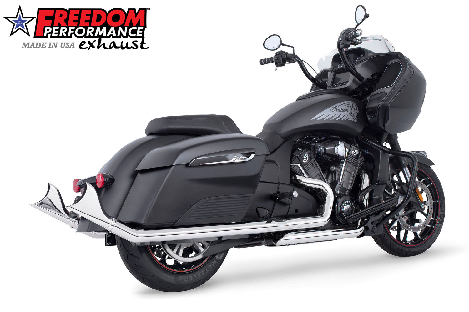 INDIAN CHALLENGER / PURSUIT / ELITE 2.5" SHARKTAIL SLIP-ONS to Fit FREEDOM HEADERS Only