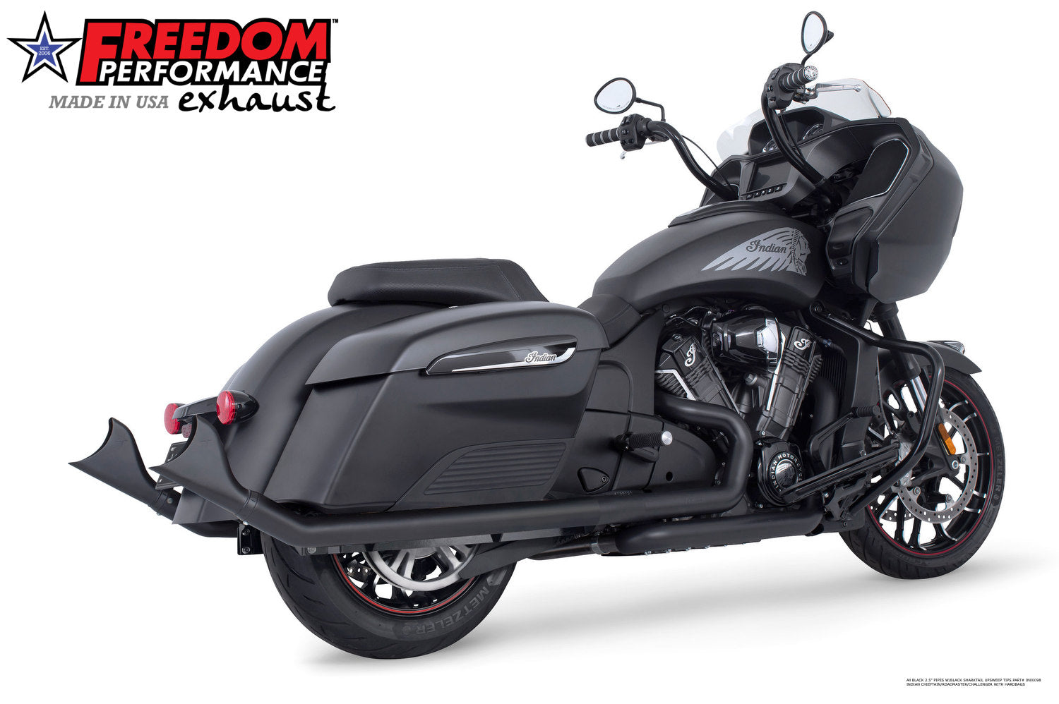 INDIAN CHALLENGER / PURSUIT / ELITE 2.5" SHARKTAIL SLIP-ONS to Fit FREEDOM HEADERS Only