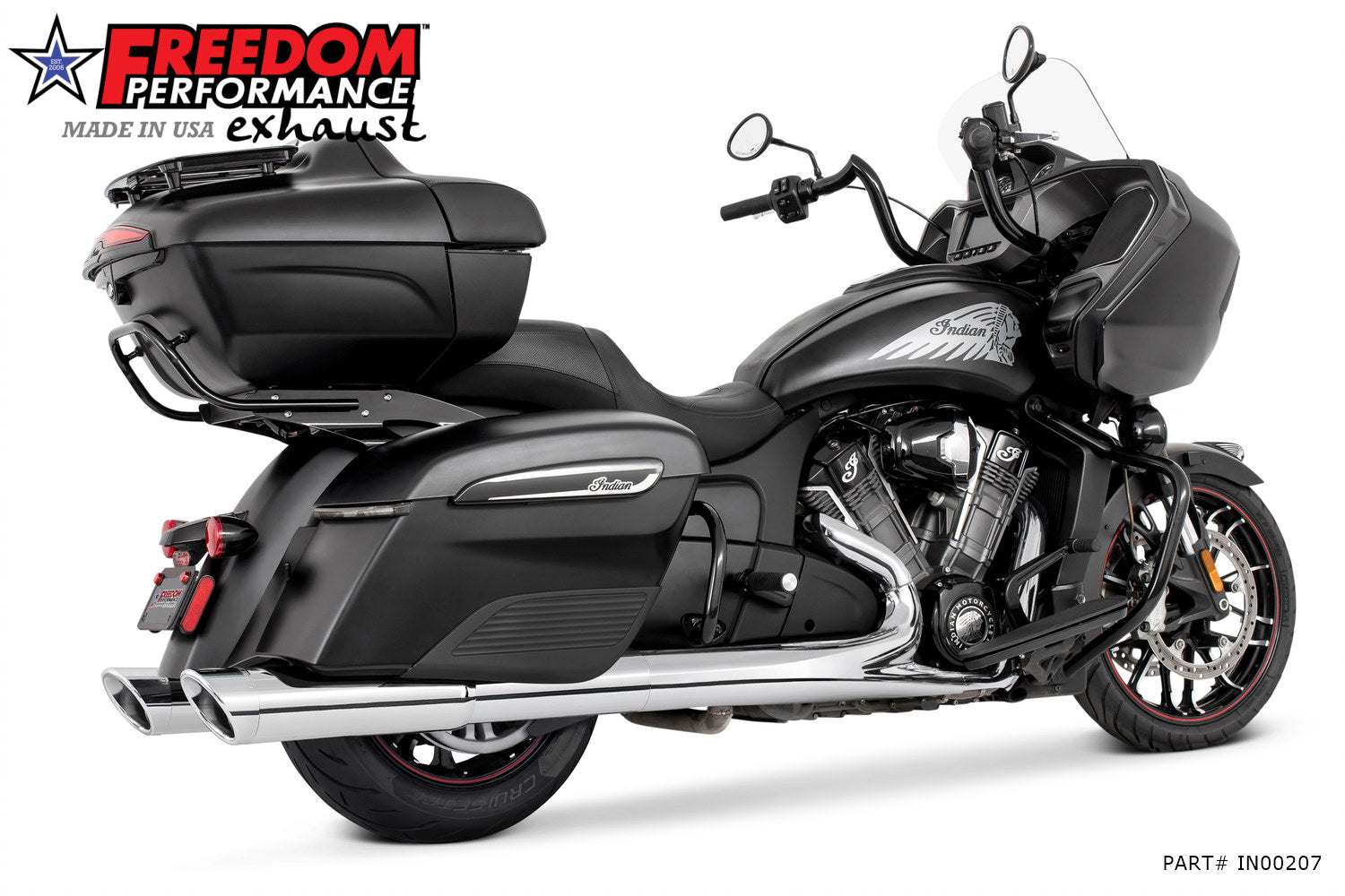 INDIAN 4.5" 2-STEP SLIP-ONS ONLY FOR CHALLENGER/PURSUIT, CHIEFTAIN/ROADMASTER, SPRINGFIELD BAGGERS