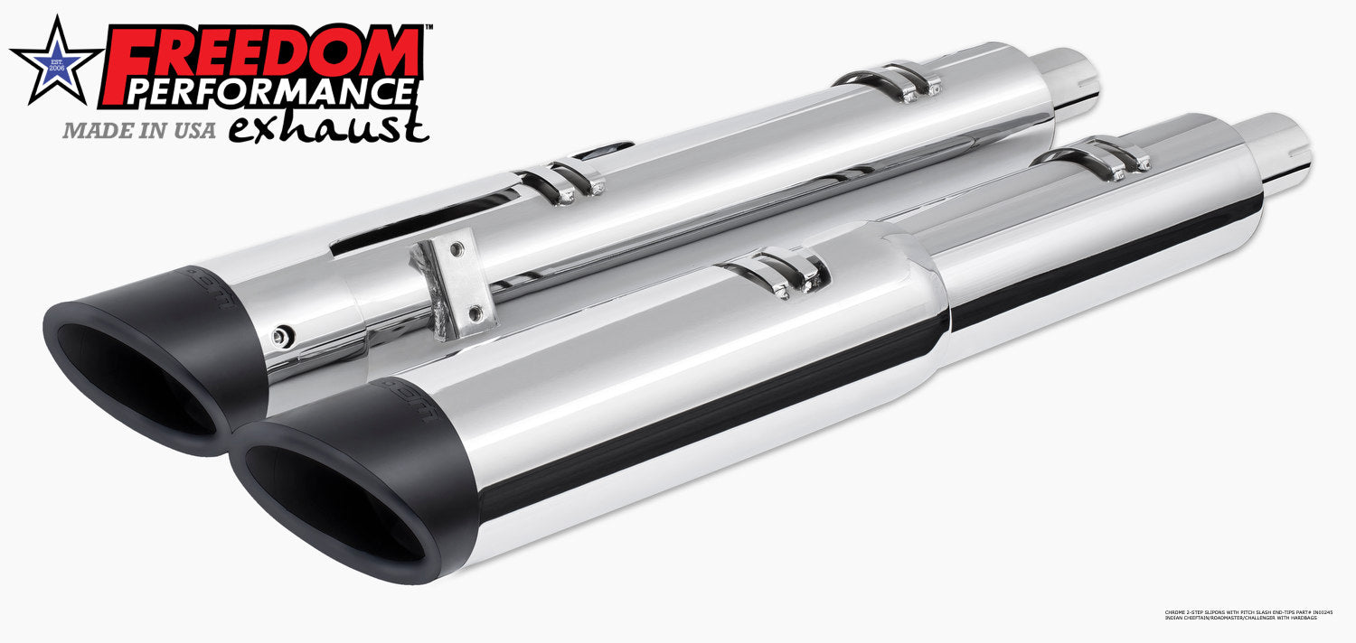 INDIAN 4.5" 2-STEP SLIP-ONS ONLY FOR CHALLENGER/PURSUIT, CHIEFTAIN/ROADMASTER, SPRINGFIELD BAGGERS