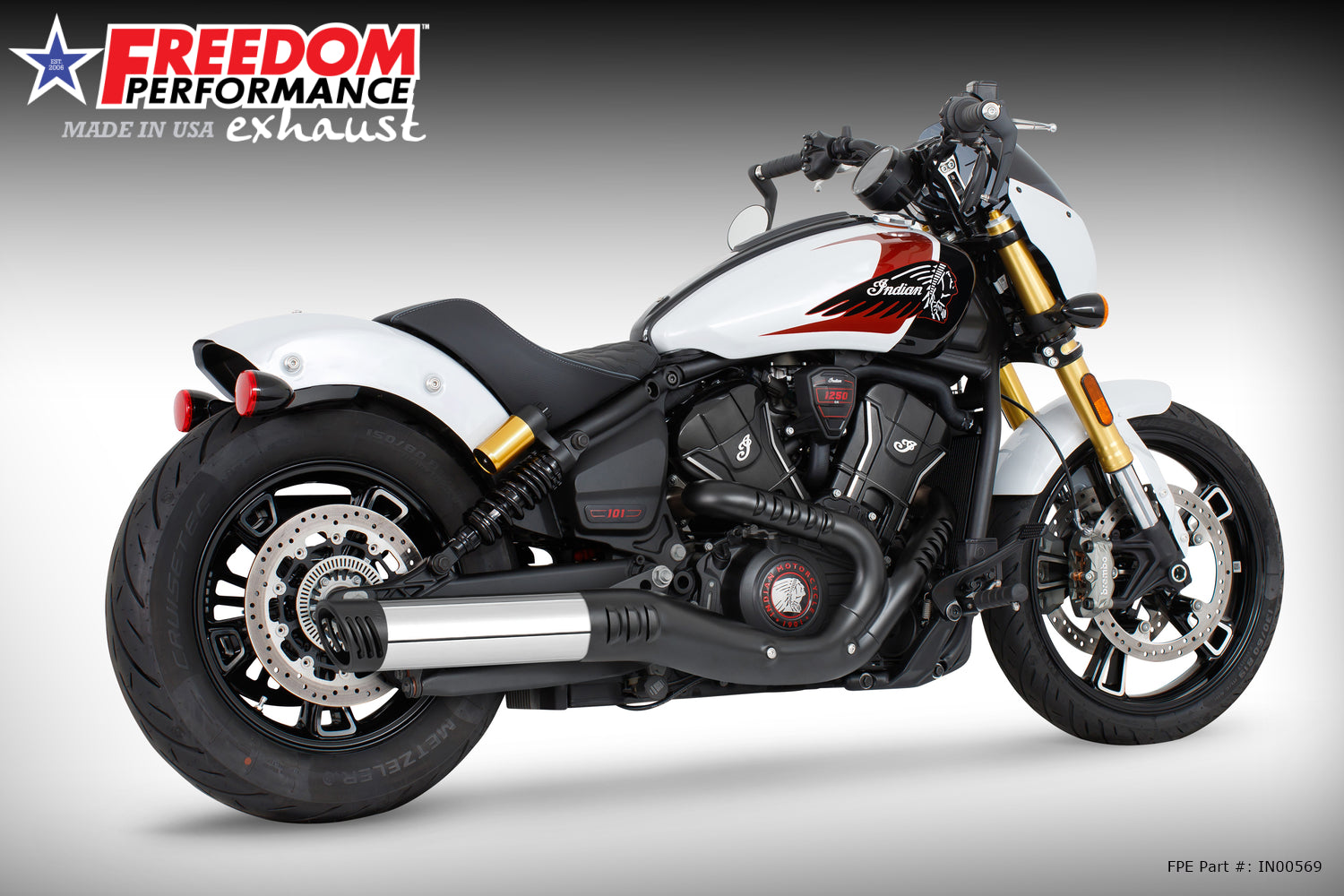 INDIAN  2025 SCOUT 101-CLASSIC-SUPER-SPORT-BOBBER 4" SLIP-ON BUNDLE (2025 SCOUTS ONLY)