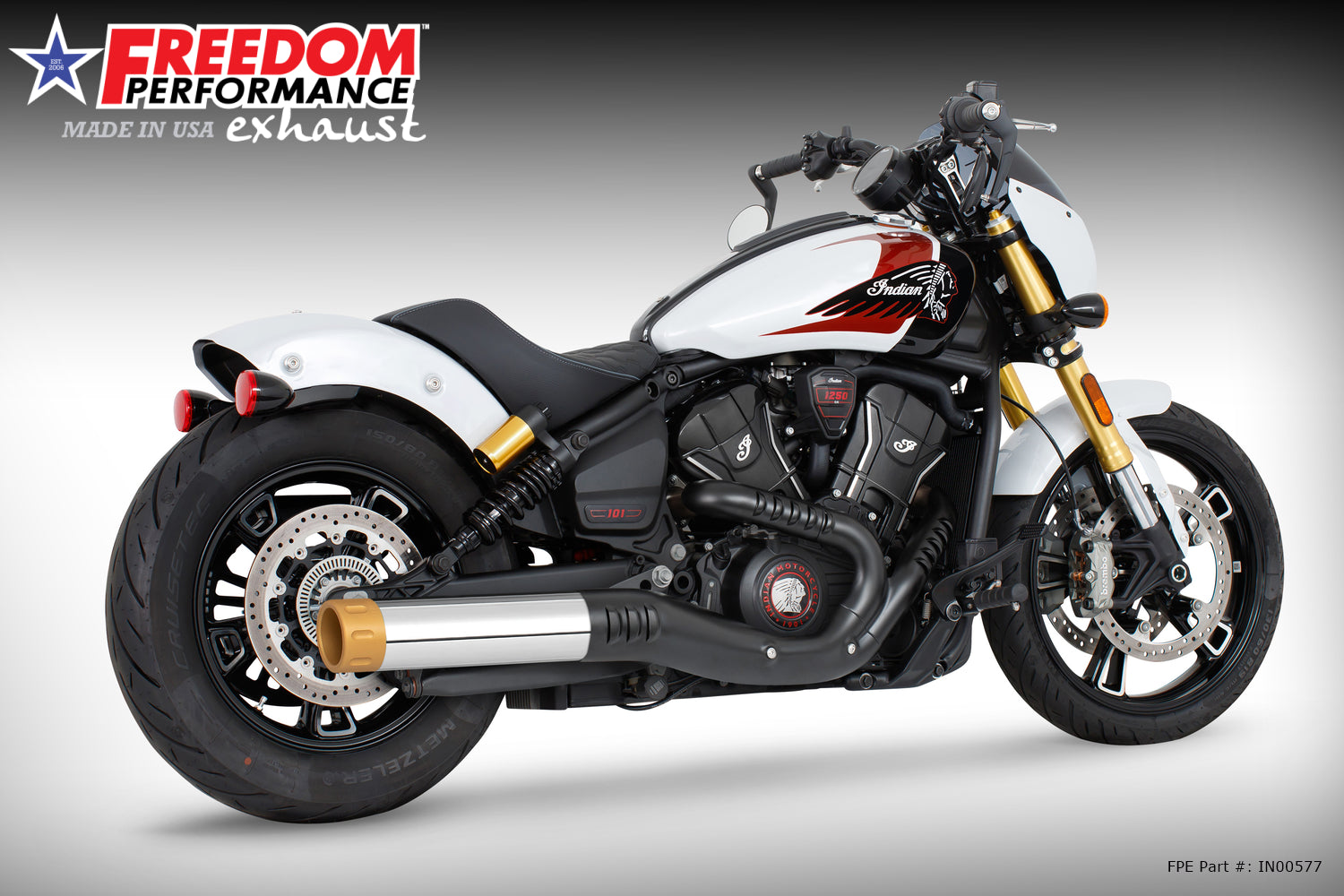 INDIAN  2025 SCOUT 101-CLASSIC-SUPER-SPORT-BOBBER 4" SLIP-ON BUNDLE (2025 SCOUTS ONLY)