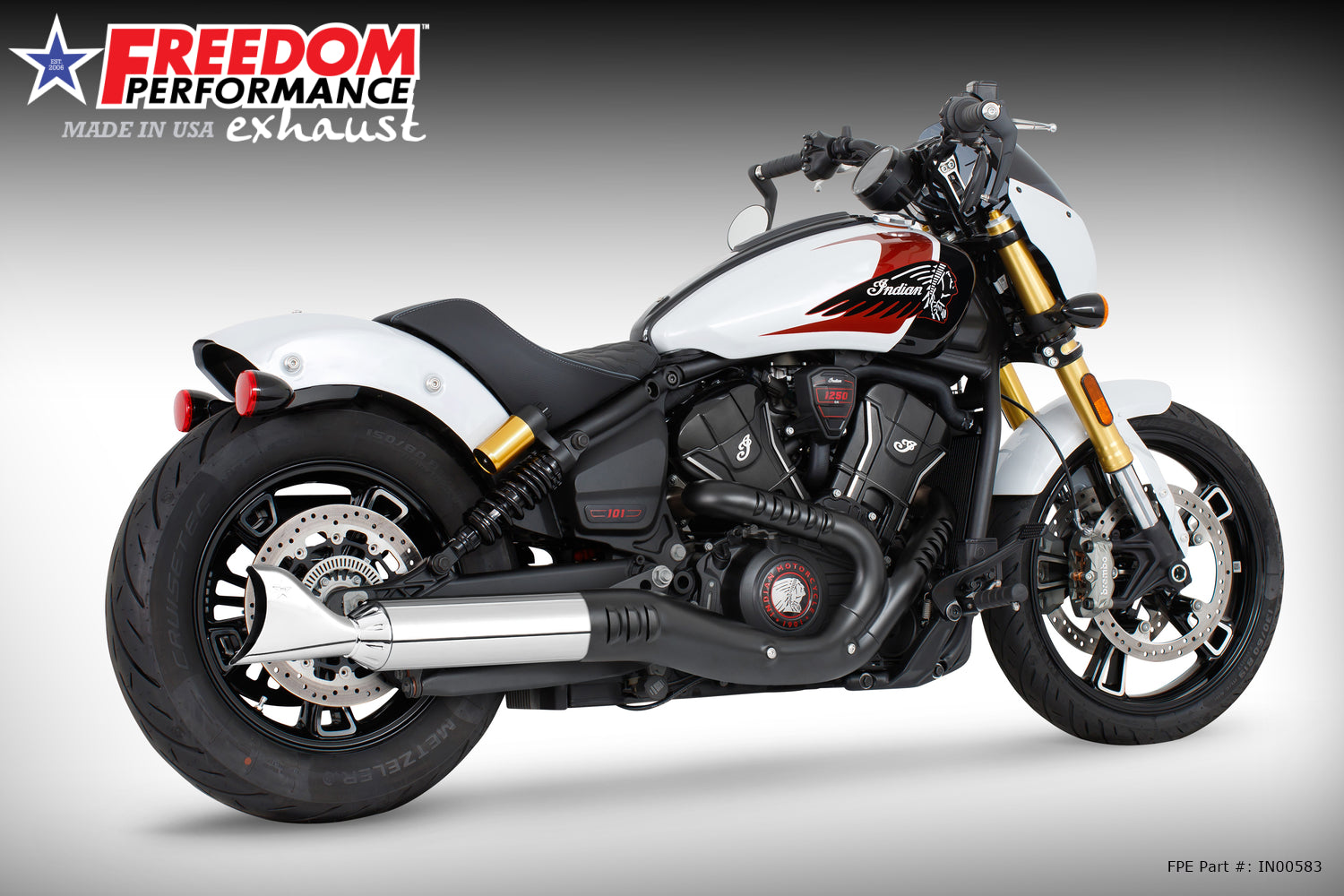 INDIAN  2025 SCOUT 101-CLASSIC-SUPER-SPORT-BOBBER 4" SLIP-ON BUNDLE (2025 SCOUTS ONLY)