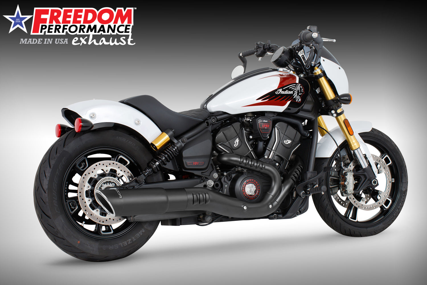 INDIAN 2025 SCOUT 101-CLASSIC-SUPER-SPORT-BOBBER 4.5" 2-STEP SLIP-ON BUNDLE (2025 SCOUTS ONLY)