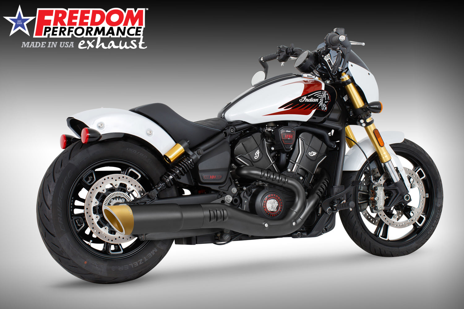 INDIAN 2025 SCOUT 101-CLASSIC-SUPER-SPORT-BOBBER 4.5" 2-STEP SLIP-ON BUNDLE (2025 SCOUTS ONLY)