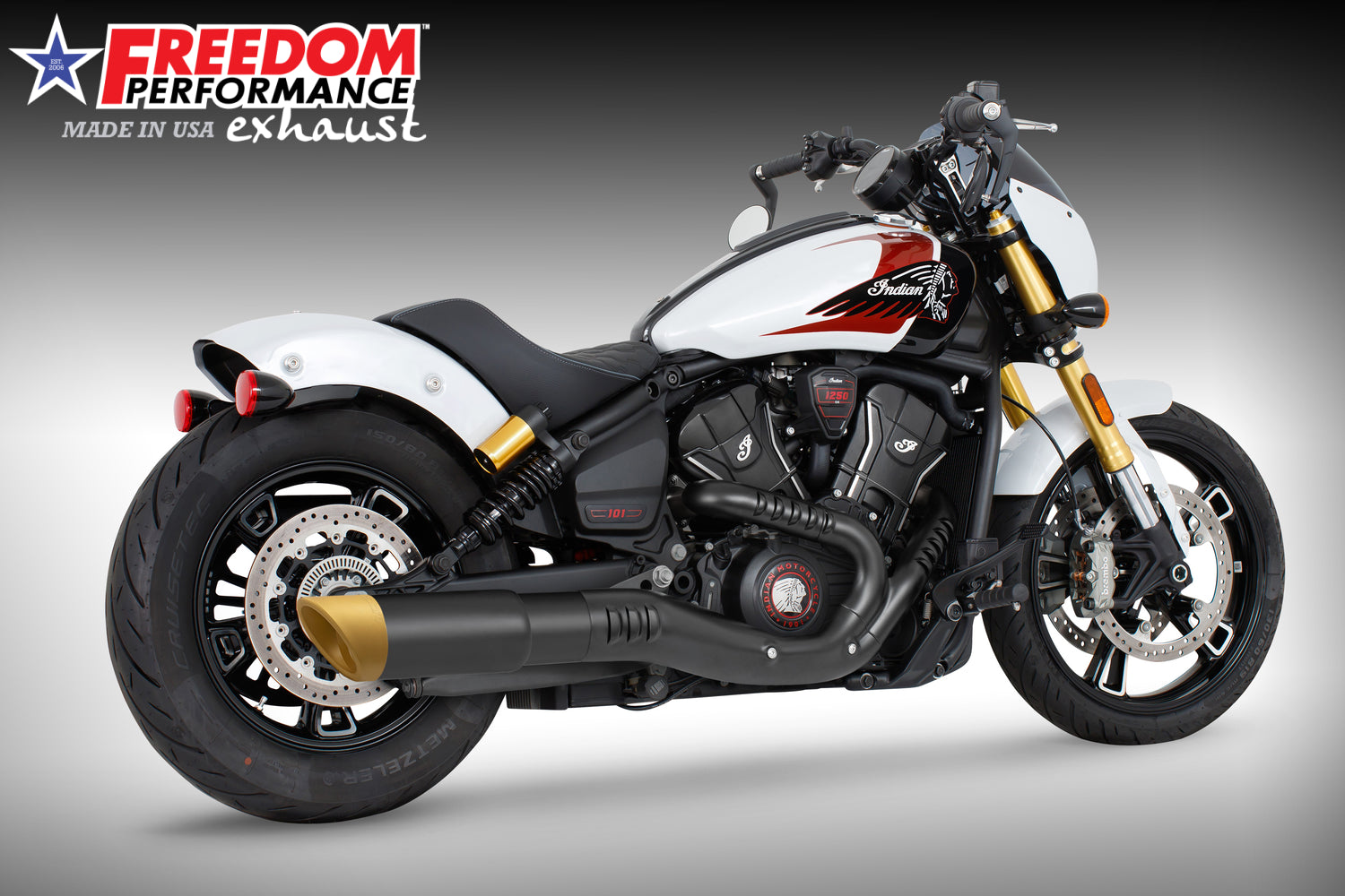 INDIAN 2025 SCOUT 101-CLASSIC-SUPER-SPORT-BOBBER 4.5" 2-STEP SLIP-ON BUNDLE (2025 SCOUTS ONLY)