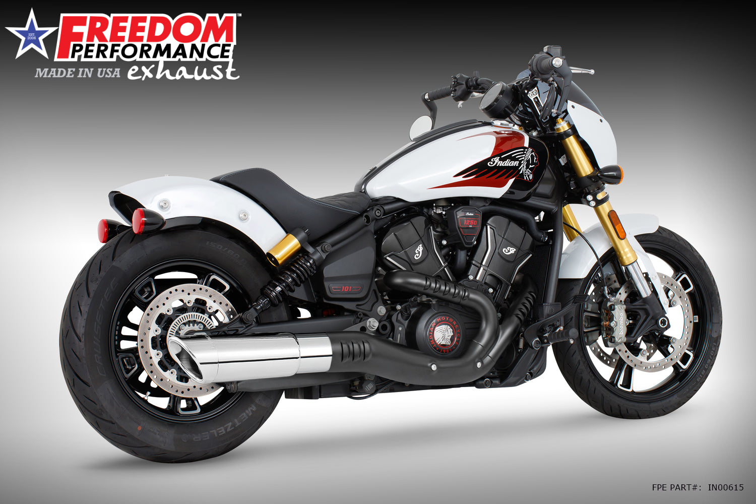 INDIAN 2025 SCOUT 101-CLASSIC-SUPER-SPORT-BOBBER 4.5" 2-STEP SLIP-ON BUNDLE (2025 SCOUTS ONLY)