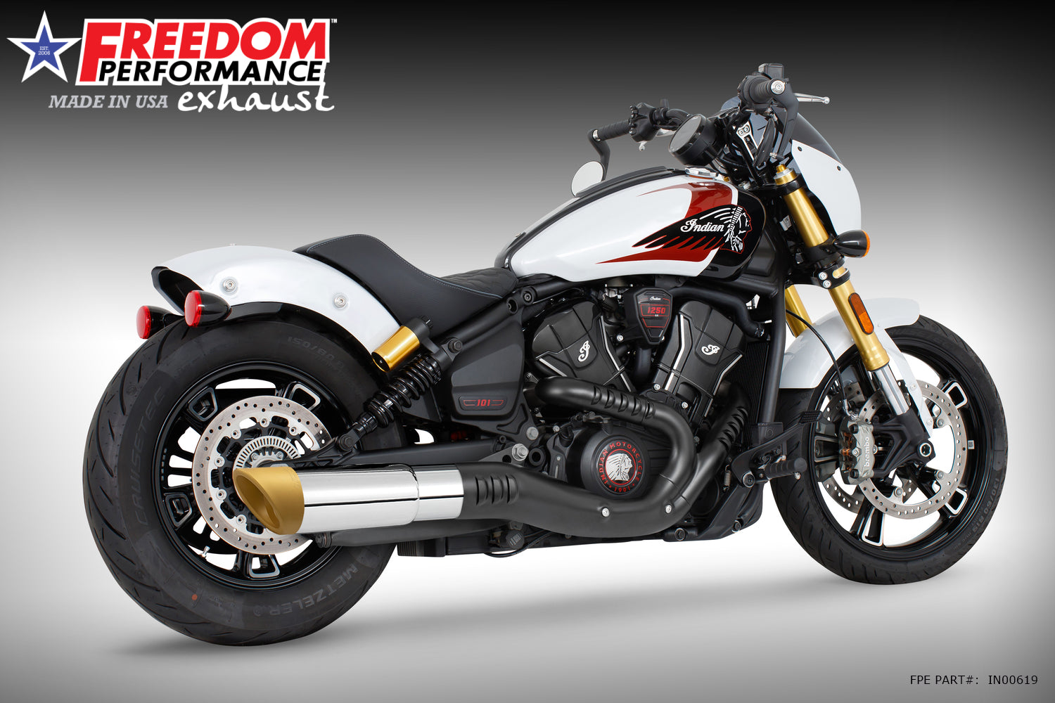 INDIAN 2025 SCOUT 101-CLASSIC-SUPER-SPORT-BOBBER 4.5" 2-STEP SLIP-ON BUNDLE (2025 SCOUTS ONLY)