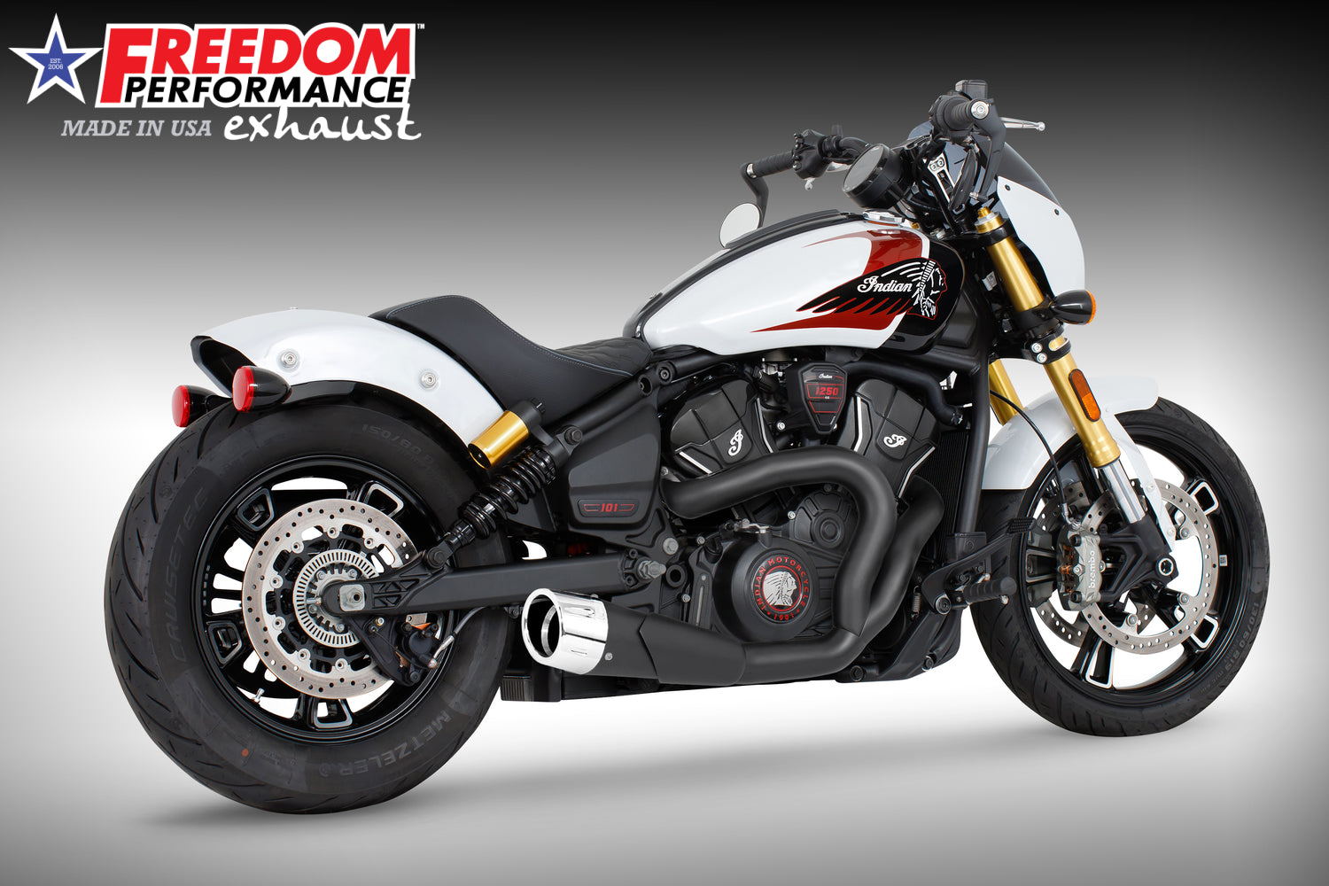 INDIAN 2025 SCOUT 101-CLASSIC-SUPER-SPORT-BOBBER 4.5" 2 INTO 1 SHORTY BUNDLE (2025 SCOUTS ONLY)