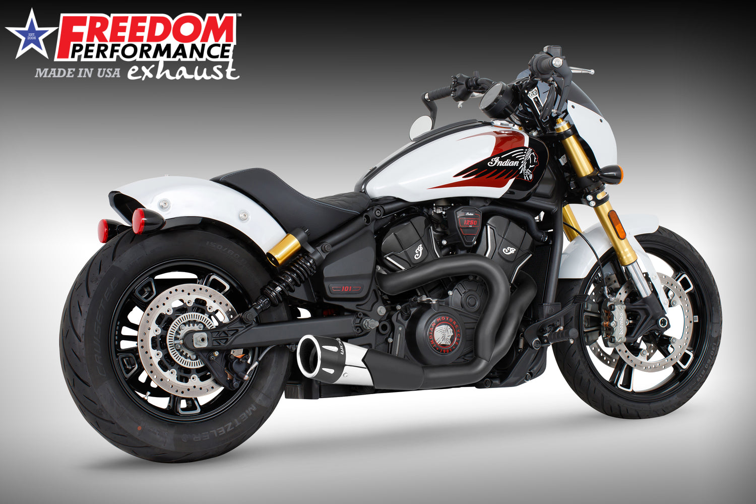 INDIAN 2025 SCOUT 101-CLASSIC-SUPER-SPORT-BOBBER 4.5" 2 INTO 1 SHORTY BUNDLE (2025 SCOUTS ONLY)