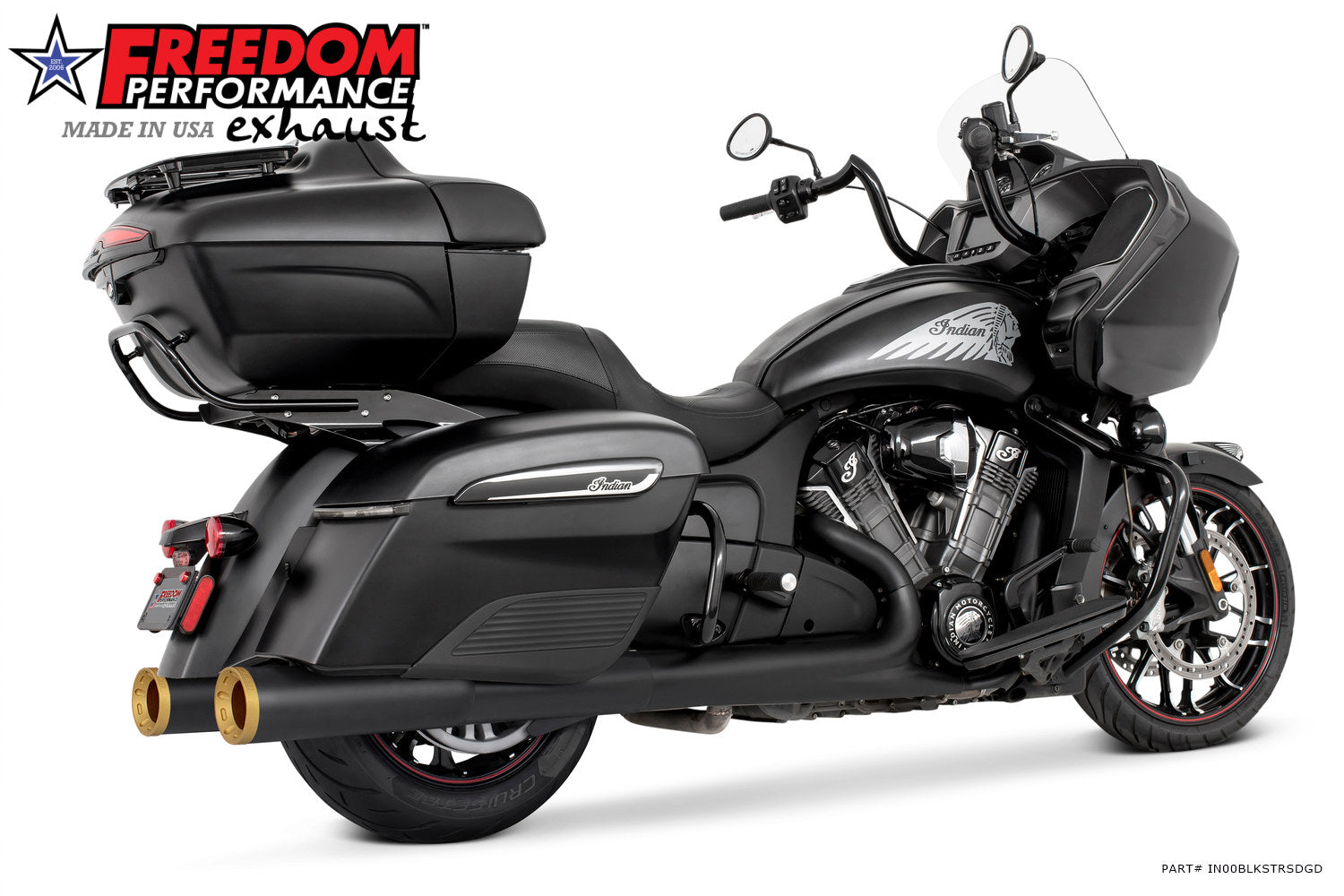 INDIAN 4.5" 2-STEP SLIP-ONS ONLY FOR CHALLENGER/PURSUIT, CHIEFTAIN/ROADMASTER, SPRINGFIELD BAGGERS
