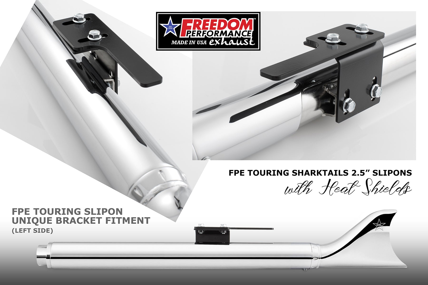 HARLEY TOURING SHARKTAIL 2.125" SLIP-ONS "NO HEAT-SHIELDS" *FITS 95-16 YEARS ONLY*