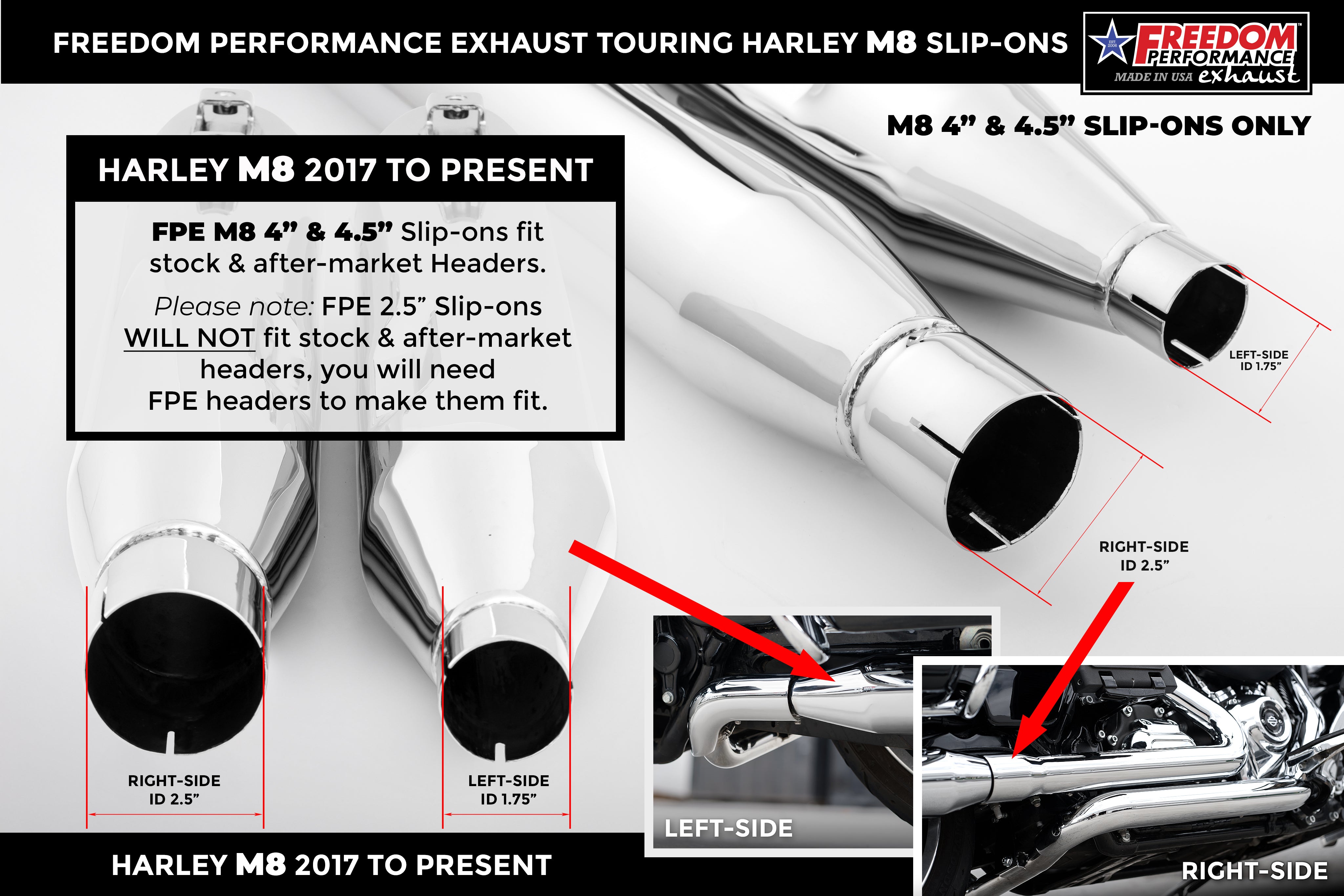 HARLEY TOURING 4" INVERSE AND CLASSIC SLIP-ONS