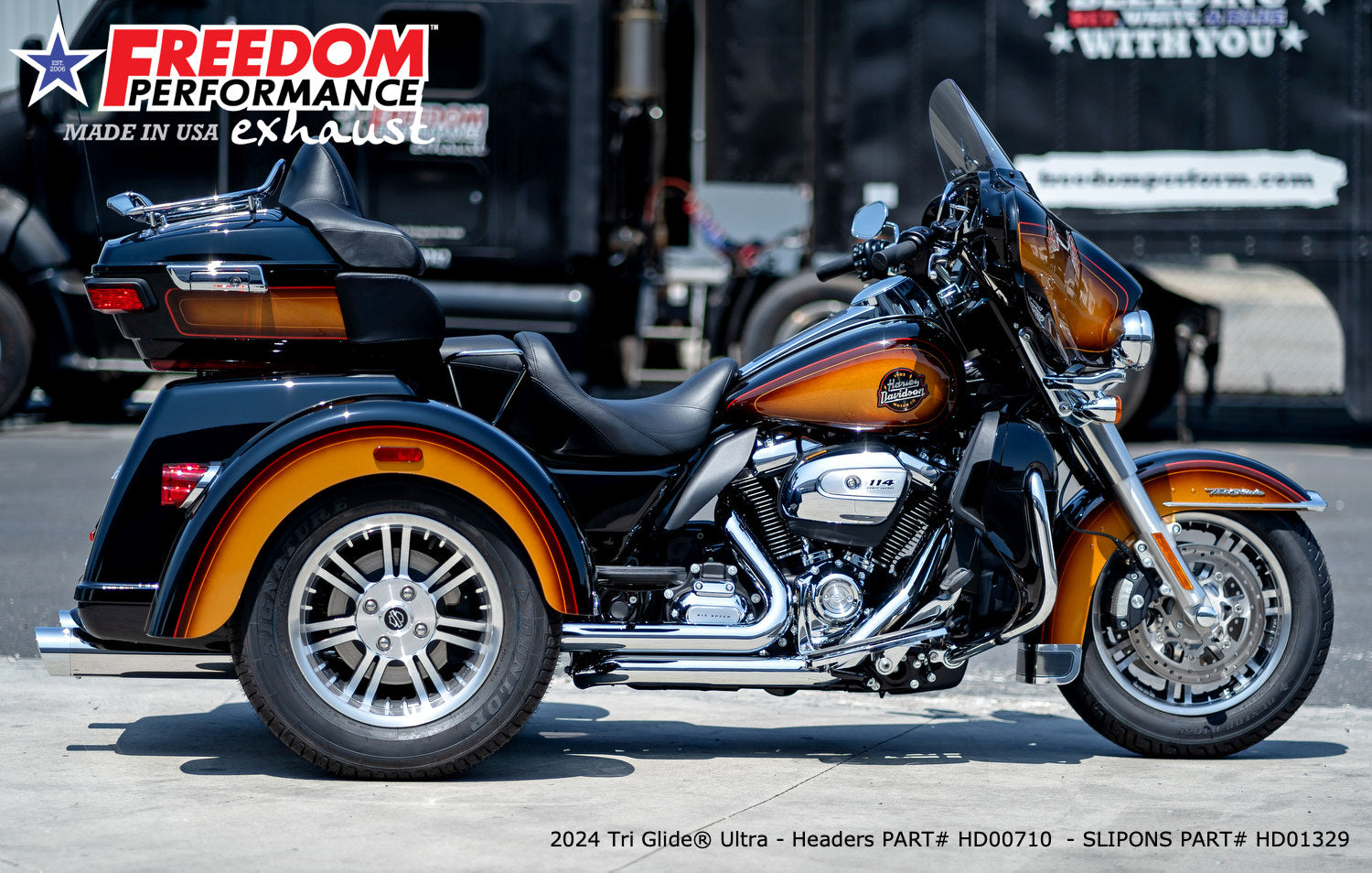 HARLEY FREE WHEELER RIGHT SIDE TUCK & UNDER & CLASSIC TRUE-DUAL HEADERS BUNDLE