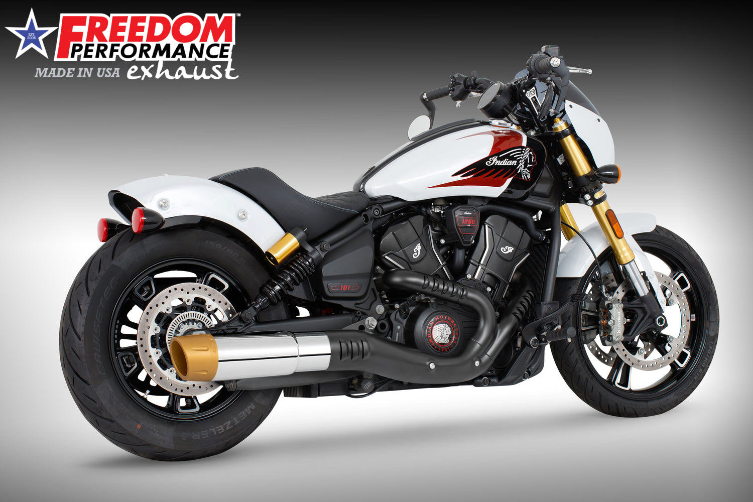 INDIAN 2025 SCOUT 101-CLASSIC-SUPER-SPORT-BOBBER 4.5" 2-STEP SLIP-ON BUNDLE (2025 SCOUTS ONLY)