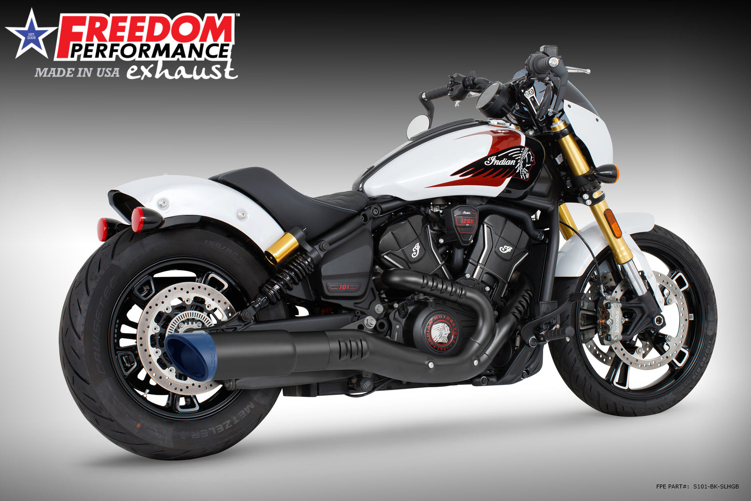 INDIAN 2025 SCOUT 101-CLASSIC-SUPER-SPORT-BOBBER 4.5" 2-STEP SLIP-ON BUNDLE (2025 SCOUTS ONLY)