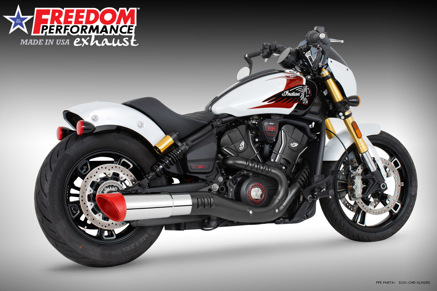 INDIAN 2025 SCOUT 101-CLASSIC-SUPER-SPORT-BOBBER 4.5" 2-STEP SLIP-ON BUNDLE (2025 SCOUTS ONLY)