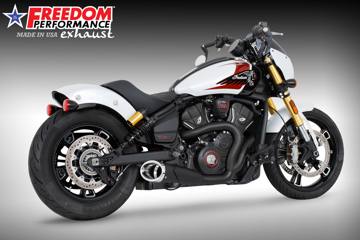 INDIAN 2025 SCOUT 101-CLASSIC-SUPER-SPORT-BOBBER 4.5" 2 INTO 1 SHORTY BUNDLE (2025 SCOUTS ONLY)
