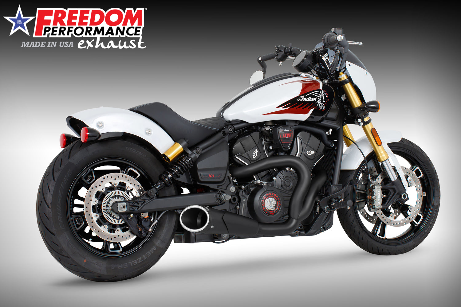 INDIAN 2025 SCOUT 101-CLASSIC-SUPER-SPORT-BOBBER 4.5" 2 INTO 1 SHORTY BUNDLE (2025 SCOUTS ONLY)