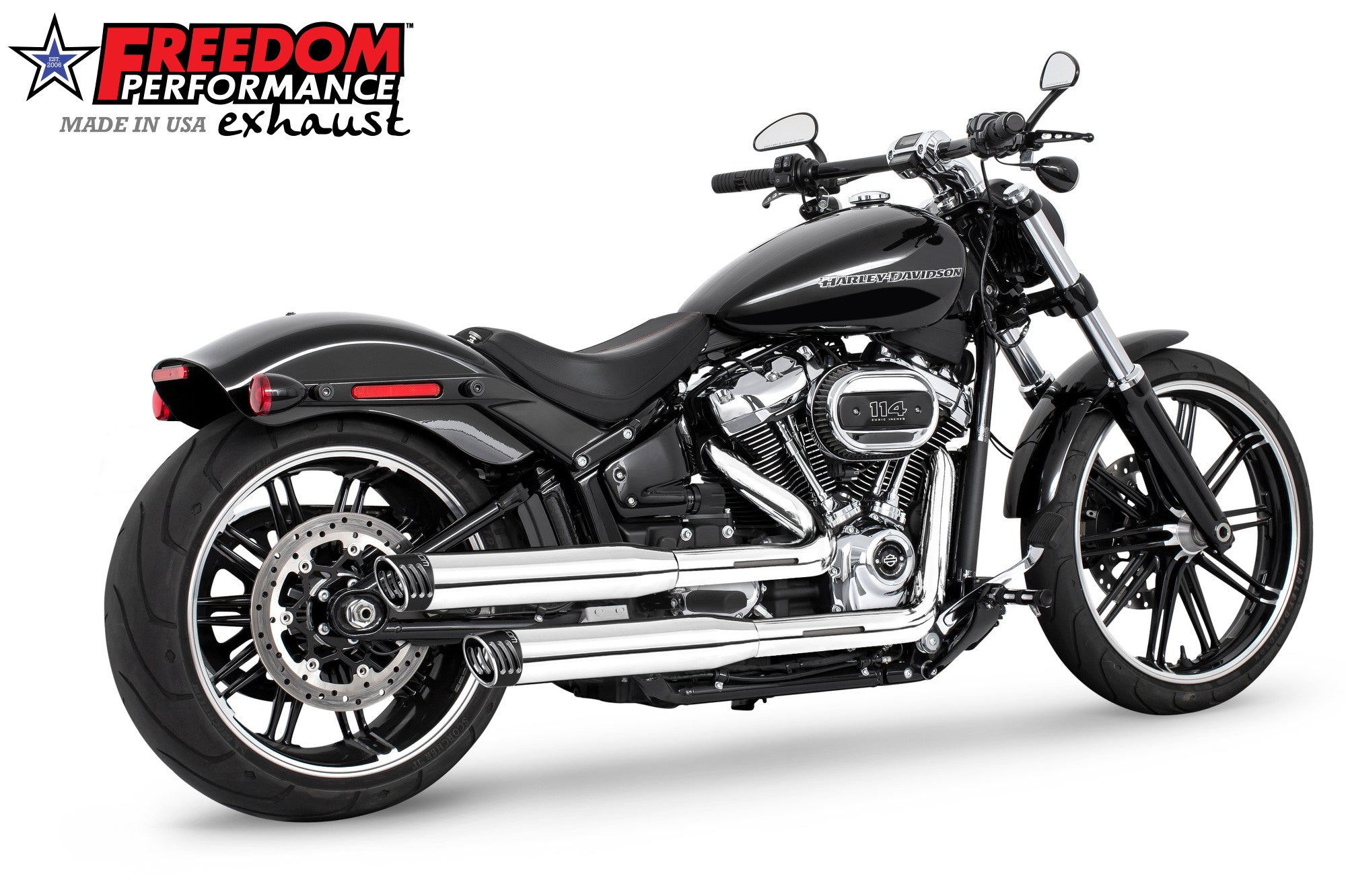 HARLEY SOFTAIL/M8 WIDE TIRE STANDARD, LOW RIDER, SLIM, FAT BOY, BREAKOUT & STREET BOB 3.25" SLIP-ONS
