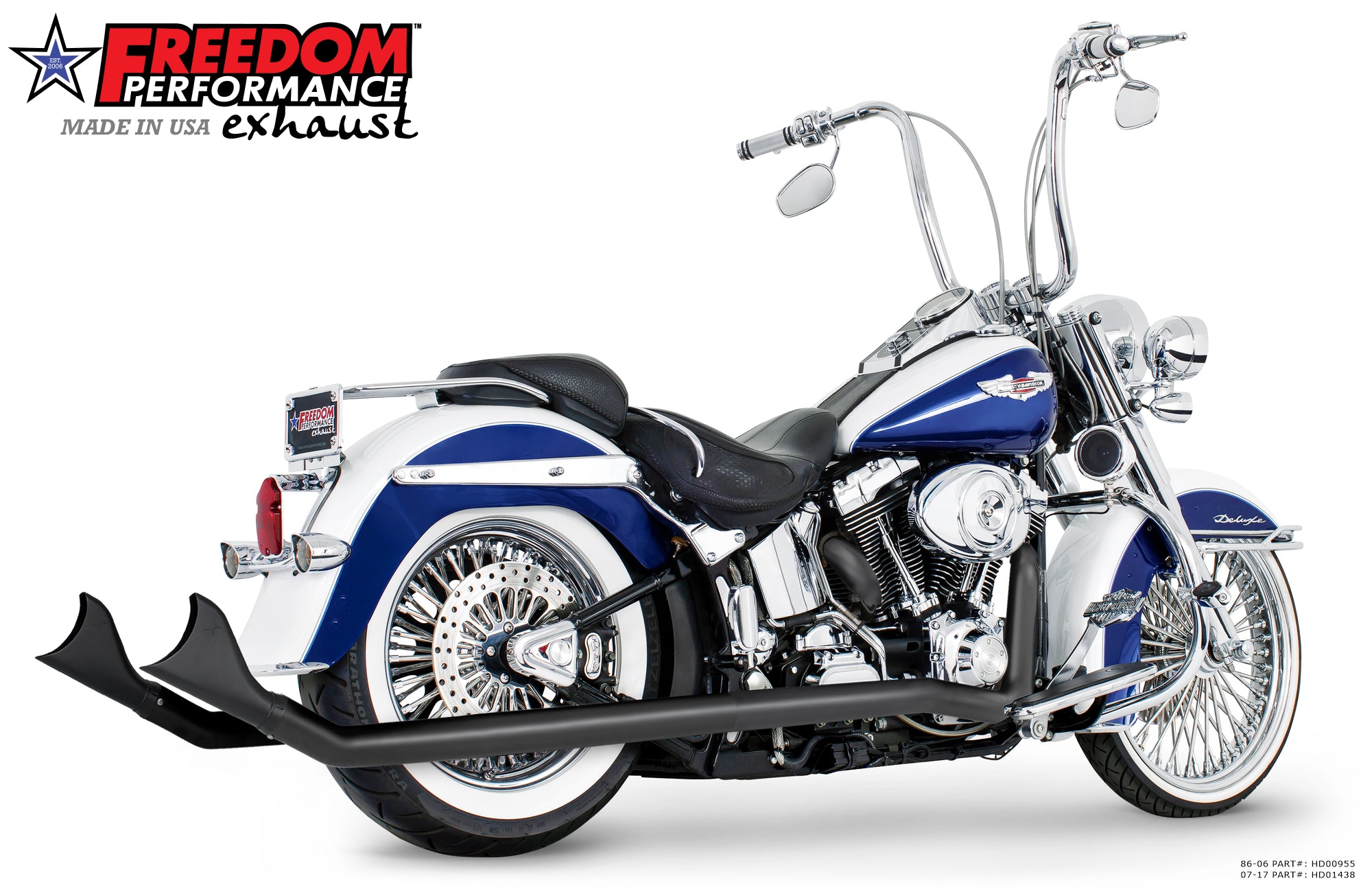 HARLEY SOFTAIL 2.5" CLASSIC SHARKTAIL/CREEPERS TRUE-DUALS FULL SYSTEM Fits 1986-2006 or 2007-2017