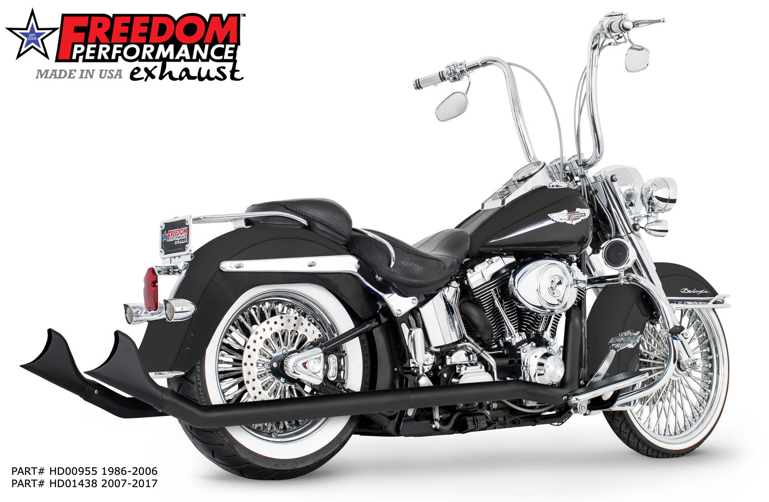 HARLEY SOFTAIL 2.5" CLASSIC SHARKTAIL/CREEPERS TRUE-DUALS FULL SYSTEM Fits 1986-2006 or 2007-2017