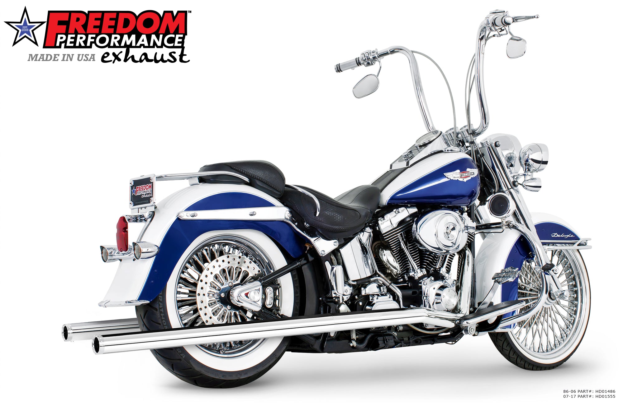 HARLEY SOFTAIL 2.5" CLASSIC TRUE-DUALS FULL SYSTEM Fits 1986-2006 or 2007-2017