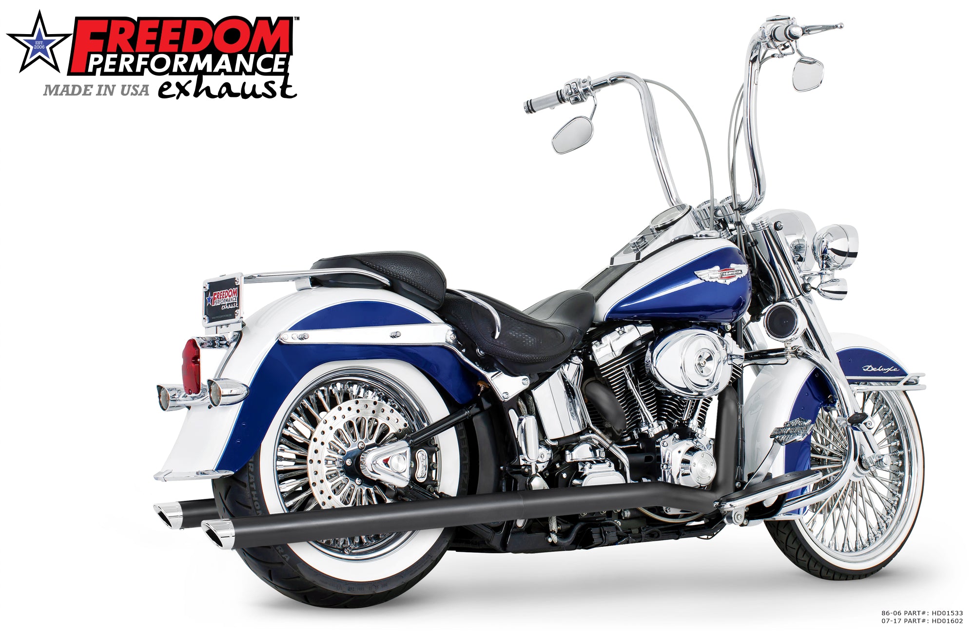 HARLEY SOFTAIL 2.5" CLASSIC TRUE-DUALS FULL SYSTEM Fits 1986-2006 or 2007-2017