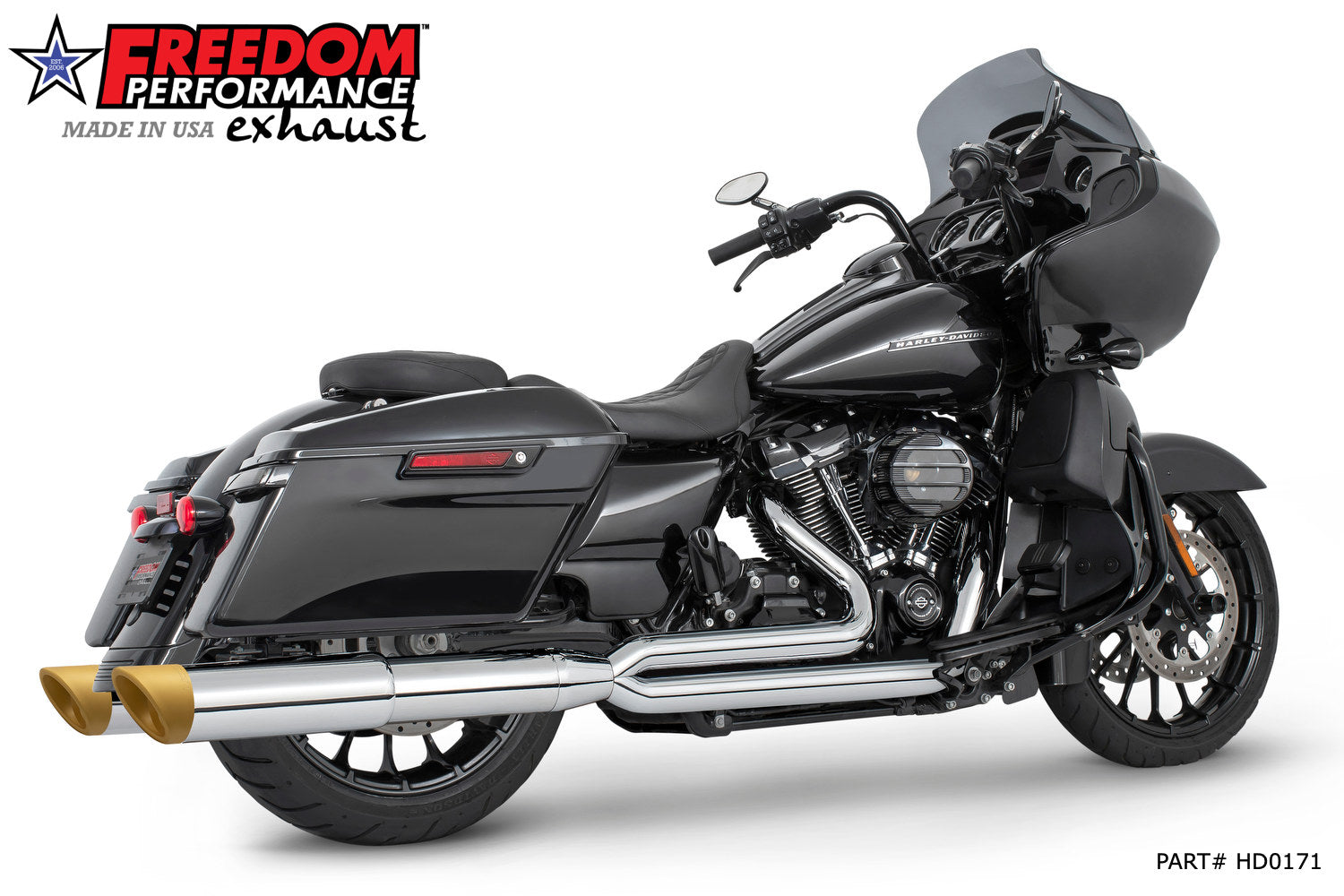 HARLEY TOURING 4.5" 2 STEPPED UNION 2-INTO-1 SYSTEM with LEFT SIDE GHOST PIPE 2017-PRESENT (SPECIAL ORDER)