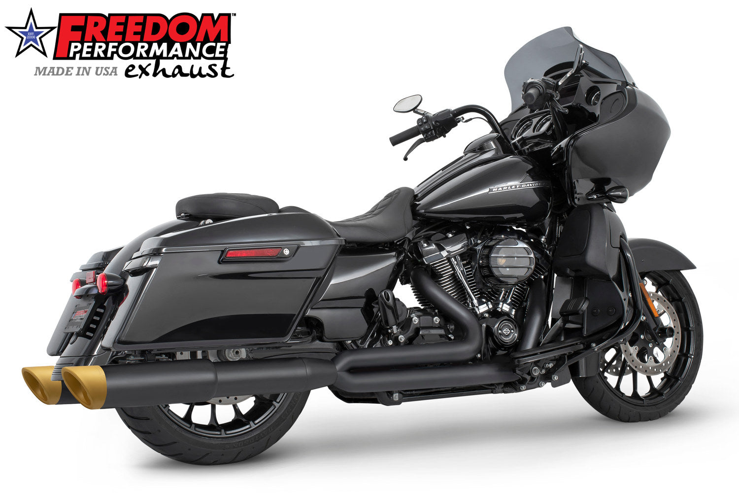 HARLEY TOURING 4.5" 2 STEPPED UNION 2-INTO-1 SYSTEM with LEFT SIDE GHOST PIPE 2017-PRESENT (SPECIAL ORDER)