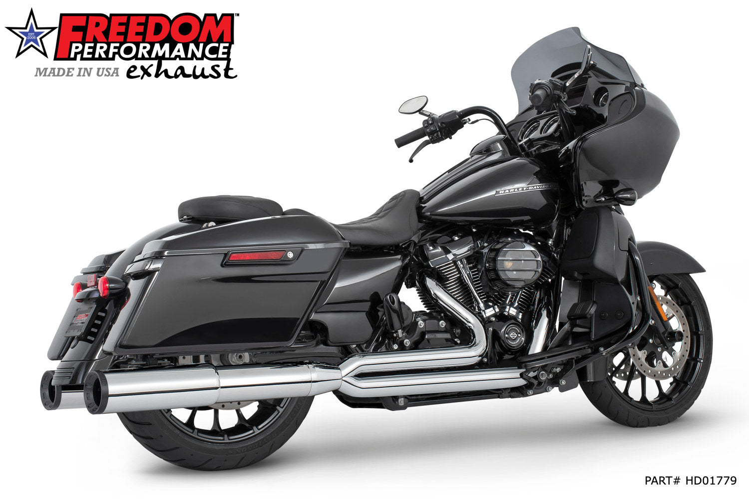 HARLEY TOURING 4.5" 2 STEPPED UNION 2-INTO-1 SYSTEM with LEFT SIDE GHOST PIPE 2017-PRESENT (SPECIAL ORDER)