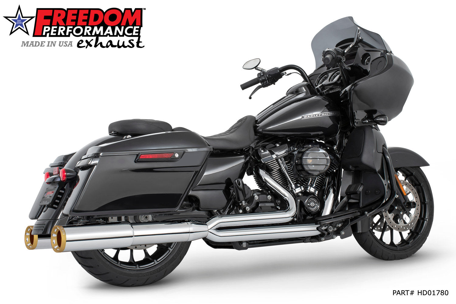 HARLEY TOURING 4.5" 2 STEPPED UNION 2-INTO-1 SYSTEM with LEFT SIDE GHOST PIPE 2017-PRESENT (SPECIAL ORDER)
