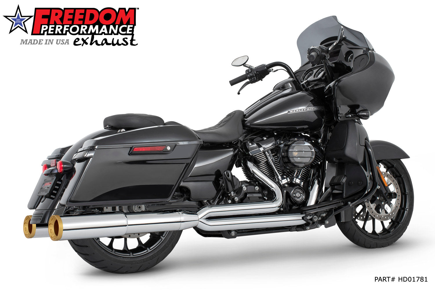 HARLEY TOURING 4.5" 2 STEPPED UNION 2-INTO-1 SYSTEM with LEFT SIDE GHOST PIPE 2017-PRESENT (SPECIAL ORDER)