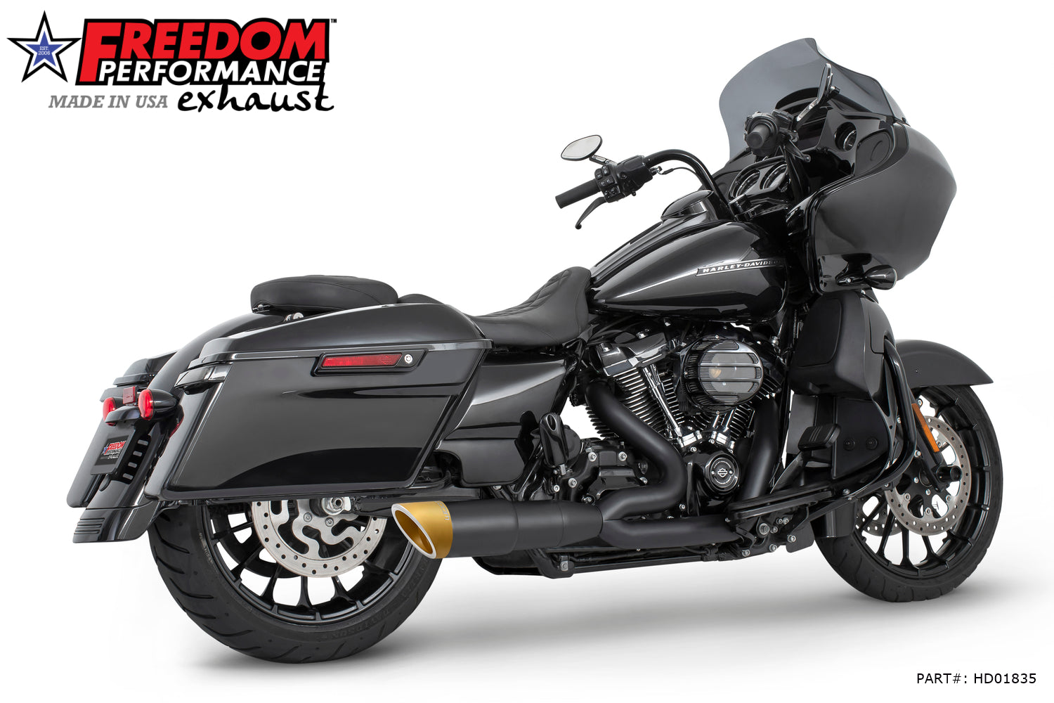 HARLEY TOURING 4.5" 2 STEPPED SHORT UNION 2-INTO-1 RIGHT-SIDE ONLY 2017-PRESENT
