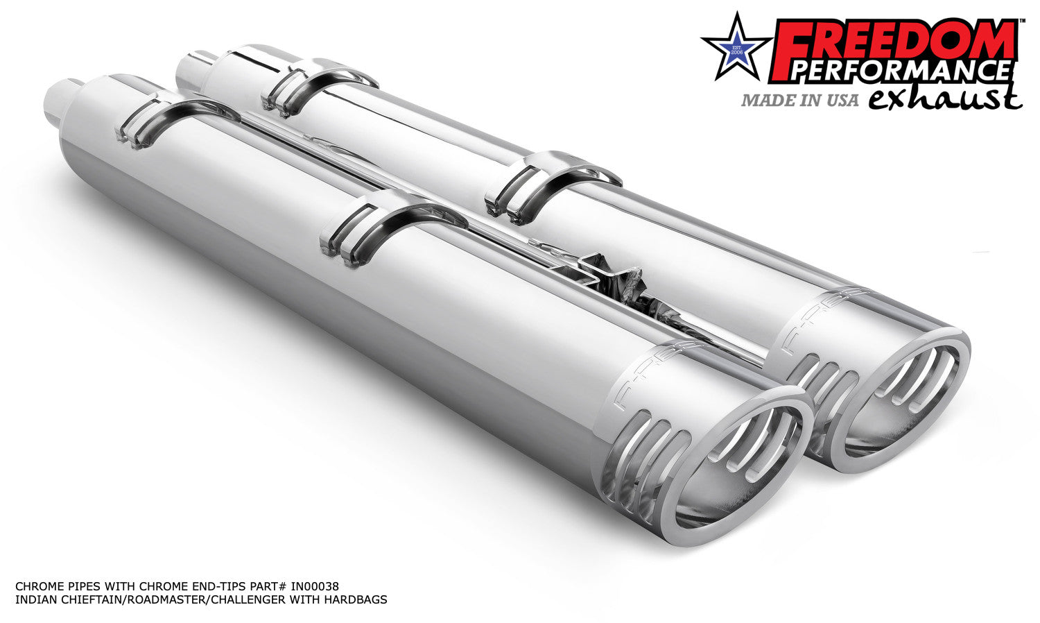 INDIAN 4" SLIP-ONS FOR CHIEFTAIN/ROADMASTER-CHALLENGER/PURSUIT/ELITE WITH HARD BAGS