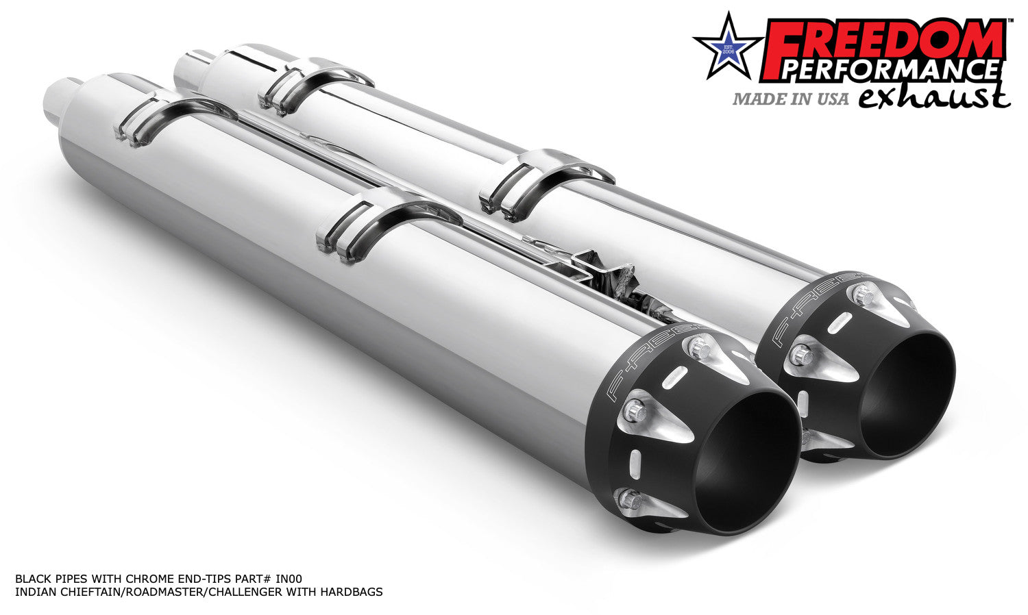 INDIAN 4" SLIP-ONS FOR CHIEFTAIN/ROADMASTER-CHALLENGER/PURSUIT/ELITE WITH HARD BAGS