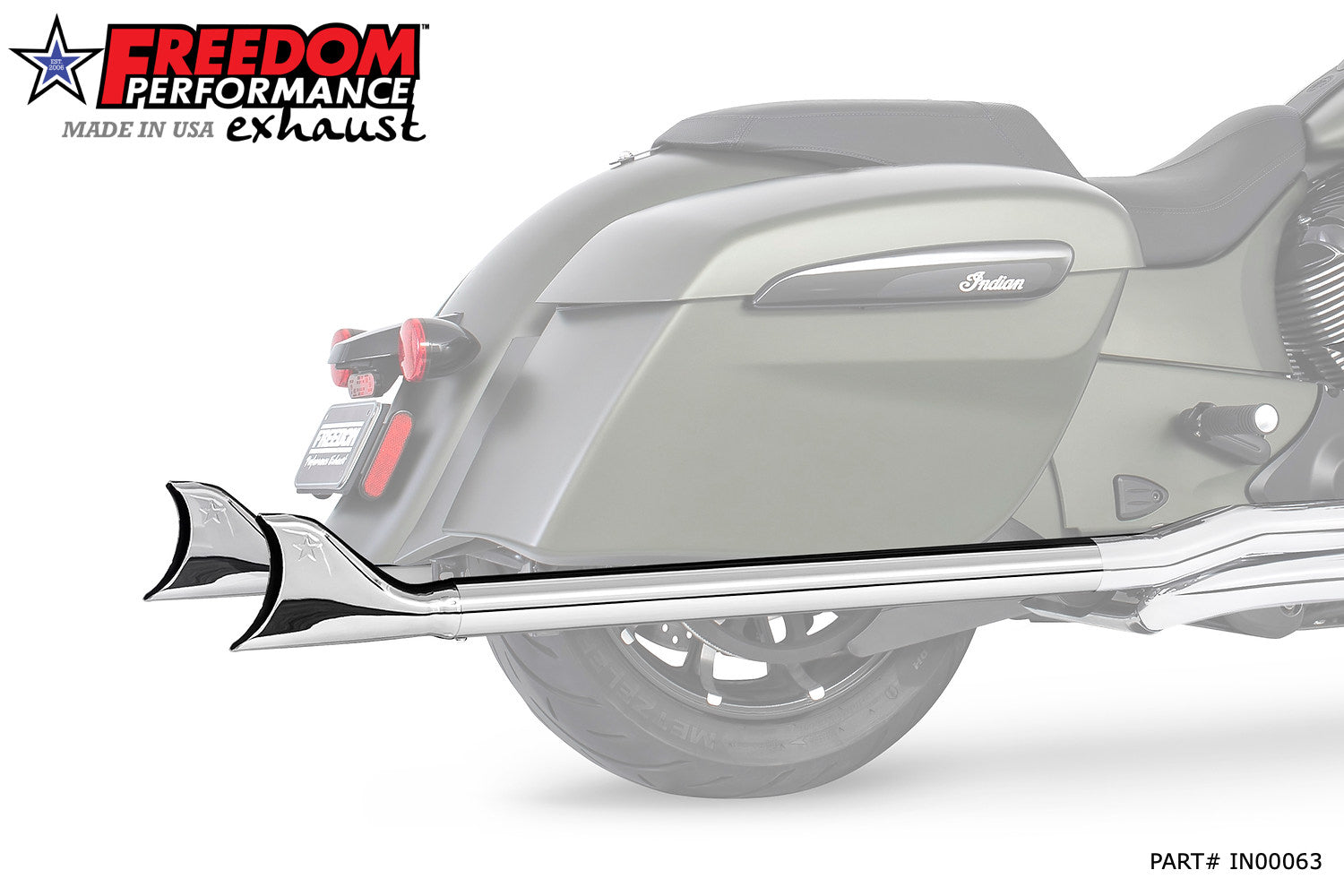 INDIAN CHIEFTAIN / ROADMASTER / SPRINGFIELD 2.5" SHARKTAIL SLIP-ONS  to Fit FREEDOM HEADERS Only