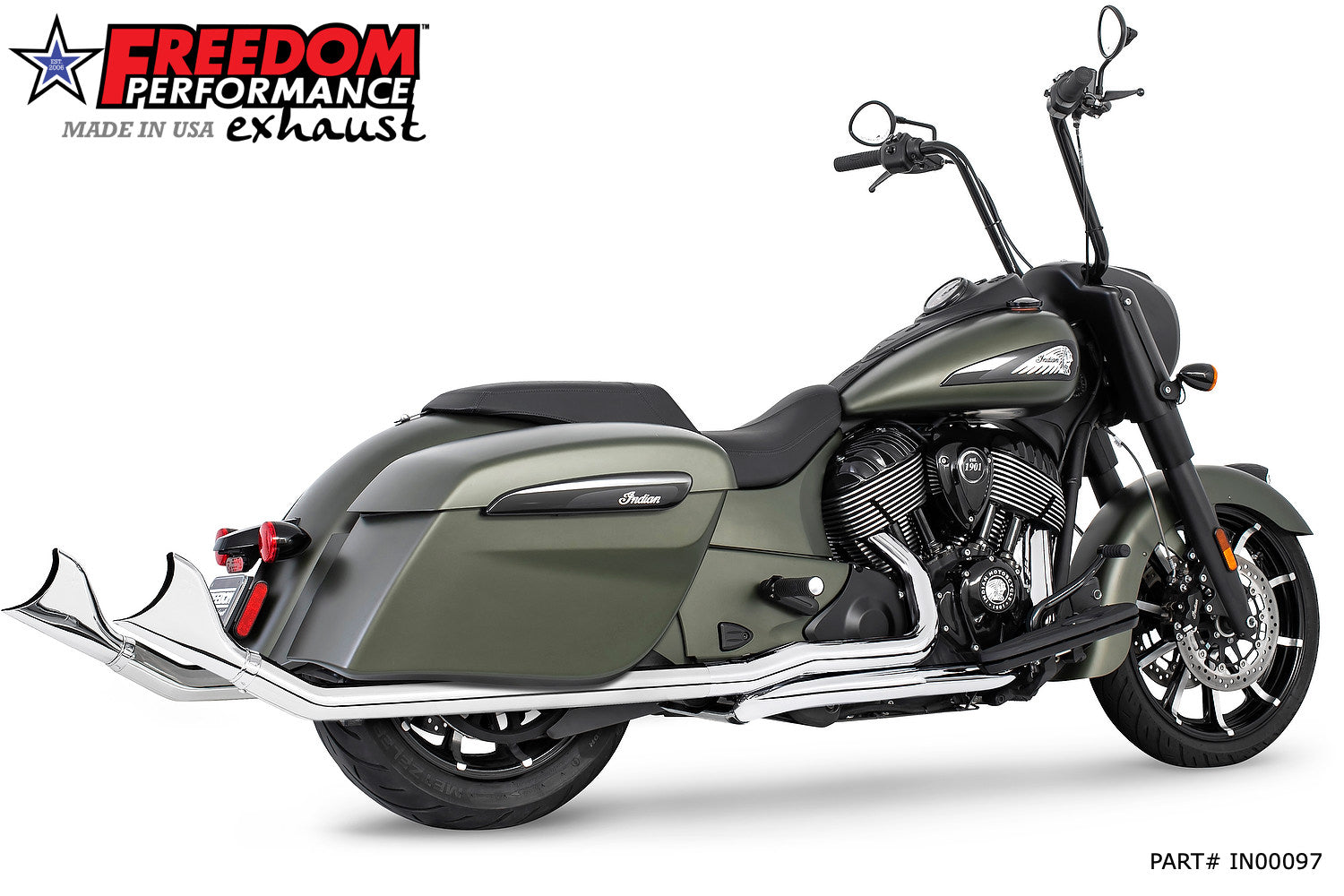 INDIAN CHIEFTAIN / ROADMASTER / SPRINGFIELD 2.5" SHARKTAIL SLIP-ONS  to Fit FREEDOM HEADERS Only